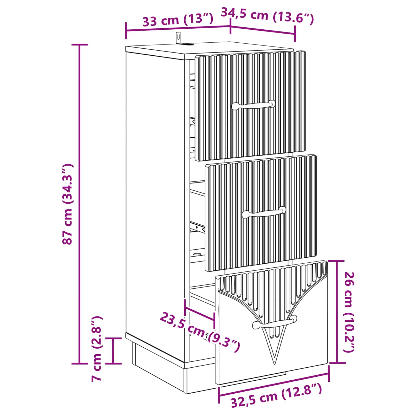 Ormar s ladicama Hrast sonoma 33 x 34,5 x 87 cm