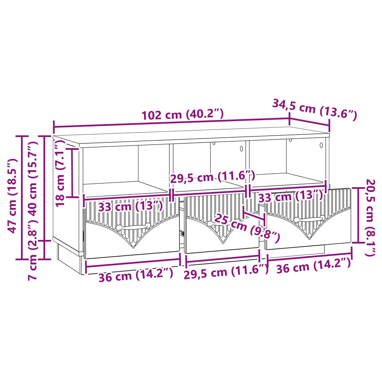 TV ormar Staro drvo 102 x 34,5 x 47 cm Konstruirano drvo