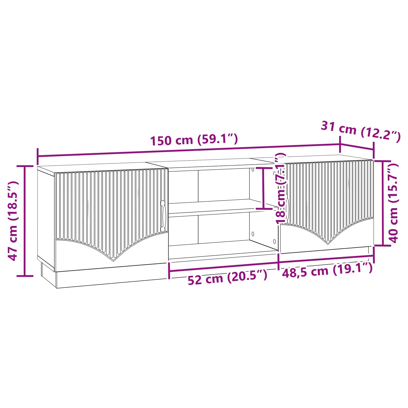 TV ormar Siva sonoma 150 x 31 x 47 cm Konstruirano drvo