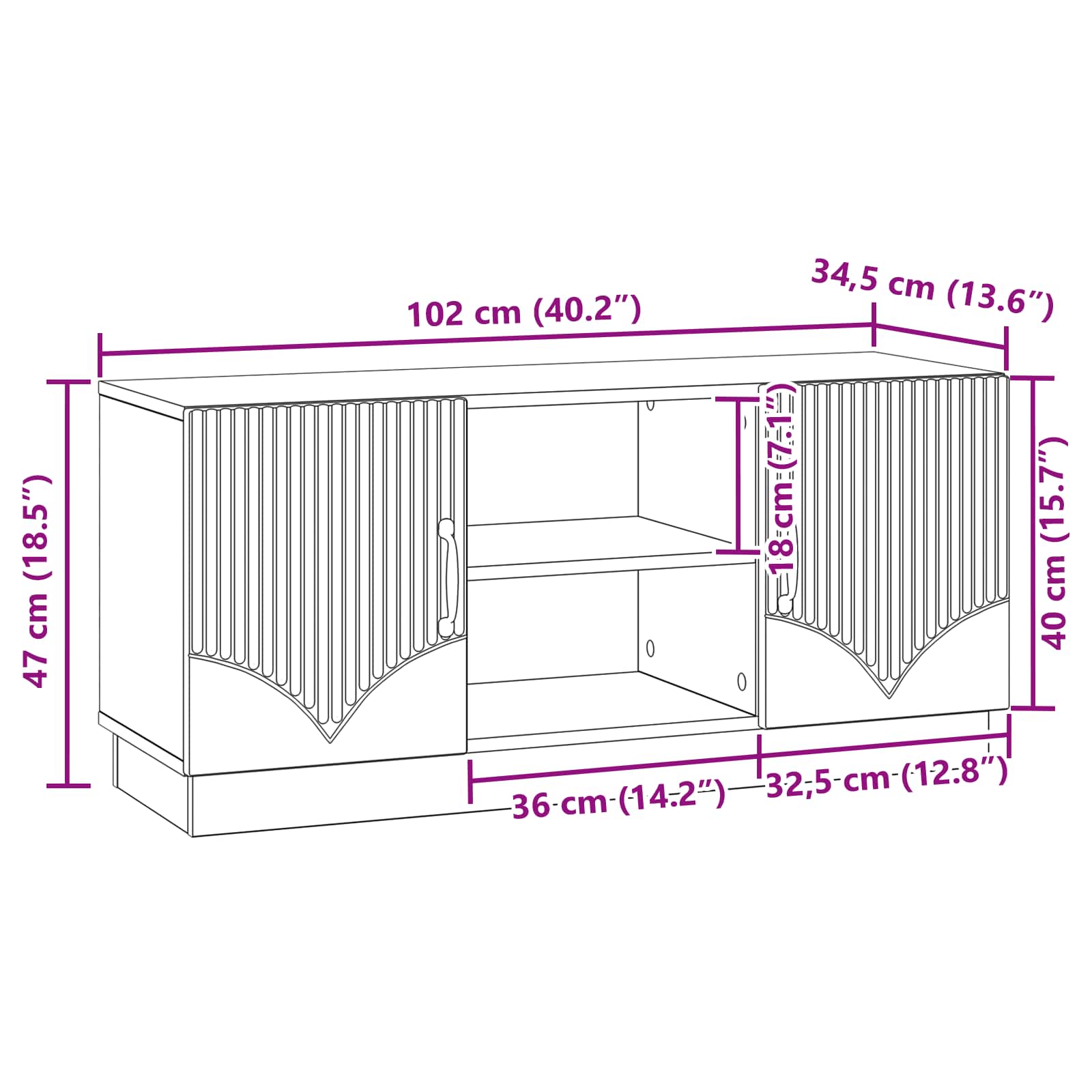 TV ormar Crna 102 x 34,5 x 47 cm Konstruirano drvo