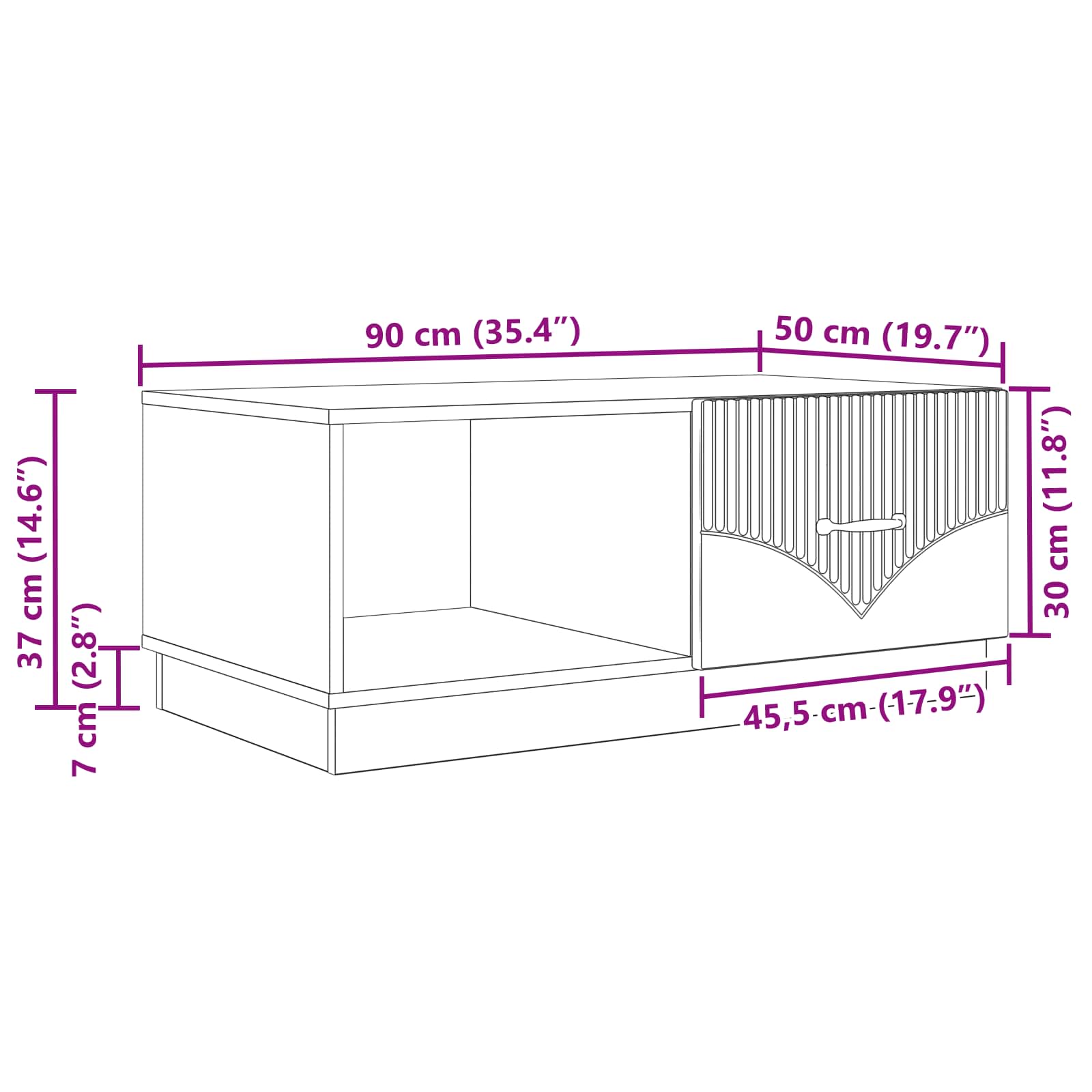Kava Stol Betonska siva 90 x 50 x 37 cm Konstruirano drvo