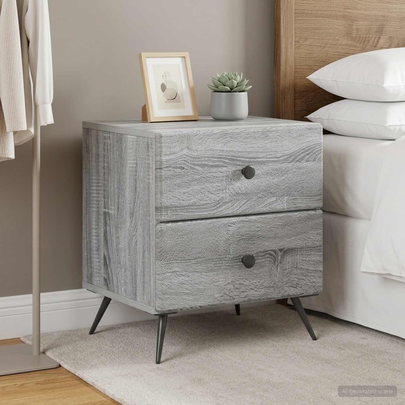 Noćni ormar 2 kom. Siva sonoma 43 x 34,5 x 47,5 cm