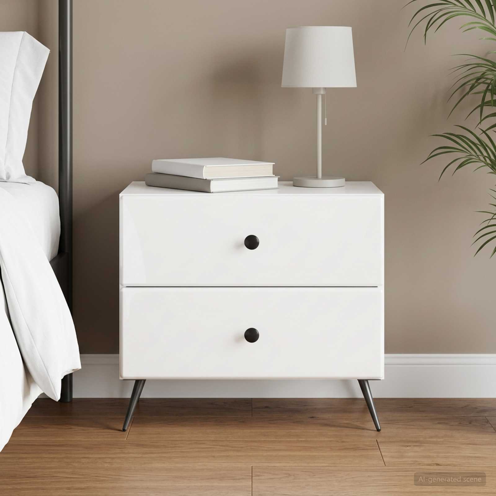 Noćni ormar s ladicama Bijela visokog sjaja 62 x 34,5 x 47,5 cm