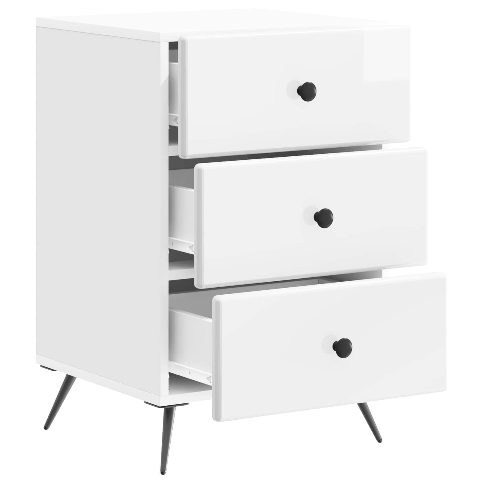 Noćni ormar s ladicama Bijela visokog sjaja 43 x 41 x 66,5 cm