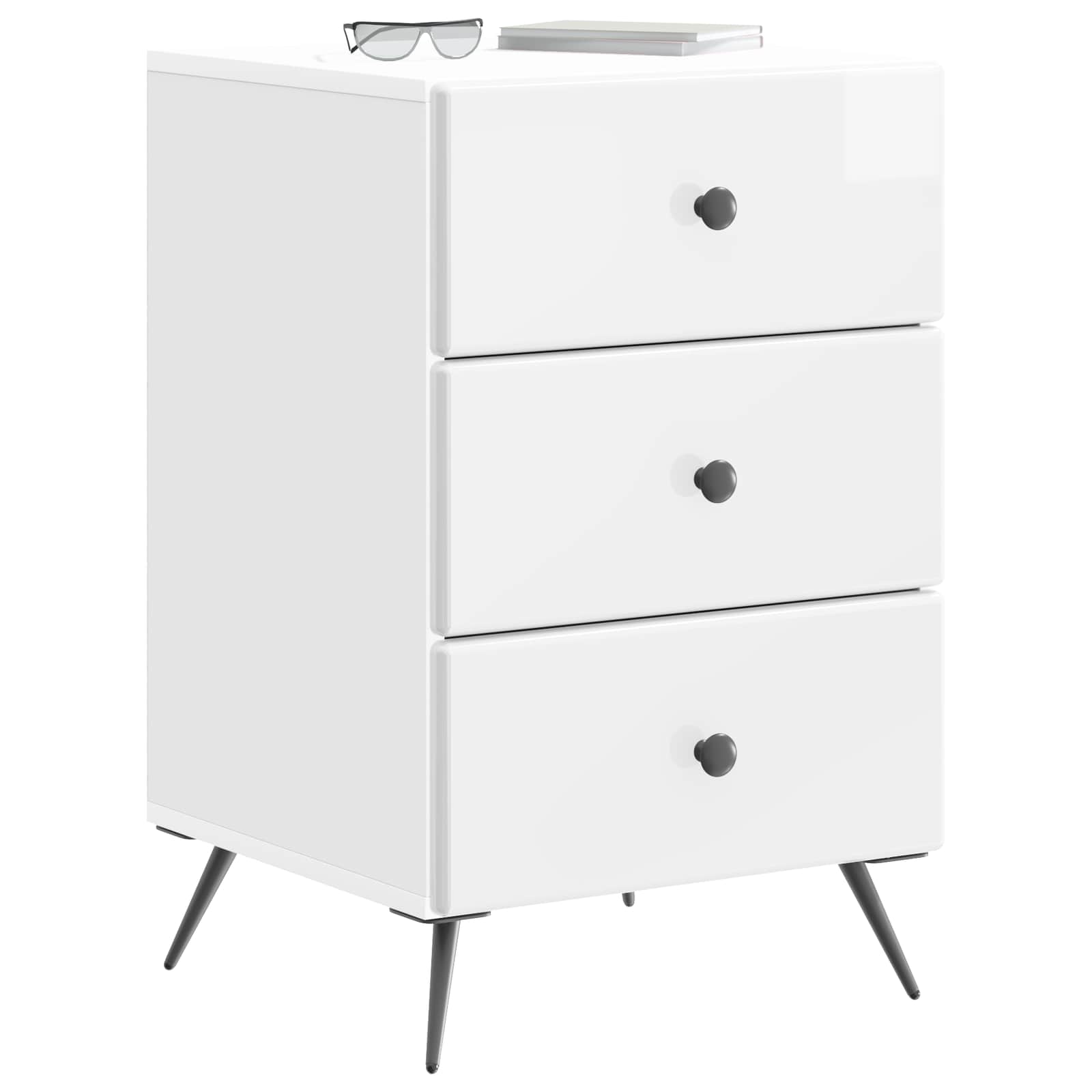 Noćni ormar s ladicama Bijela visokog sjaja 43 x 41 x 66,5 cm
