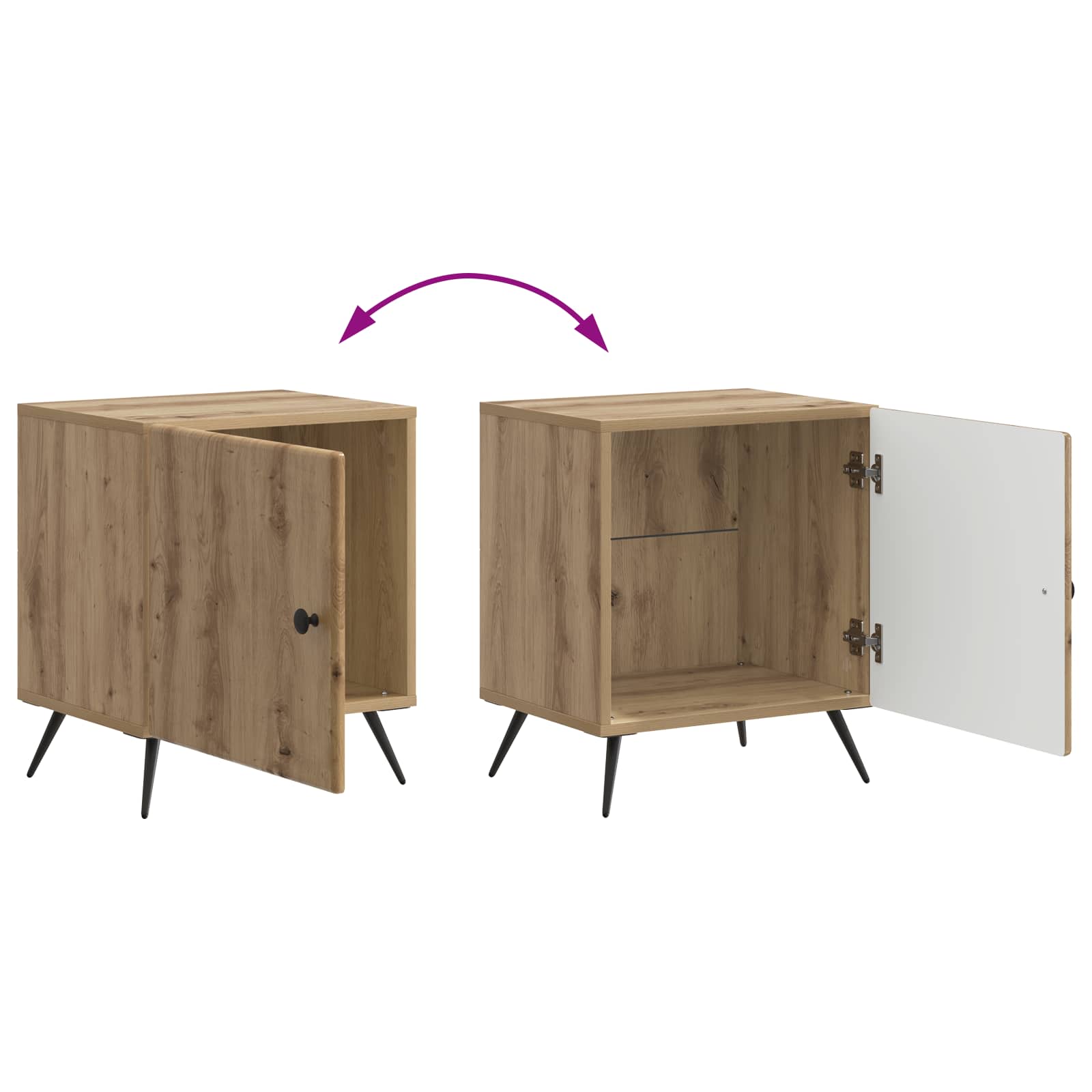 Noćni ormar 2 pcs Hrast artisan 43 x 34,5 x 50 cm