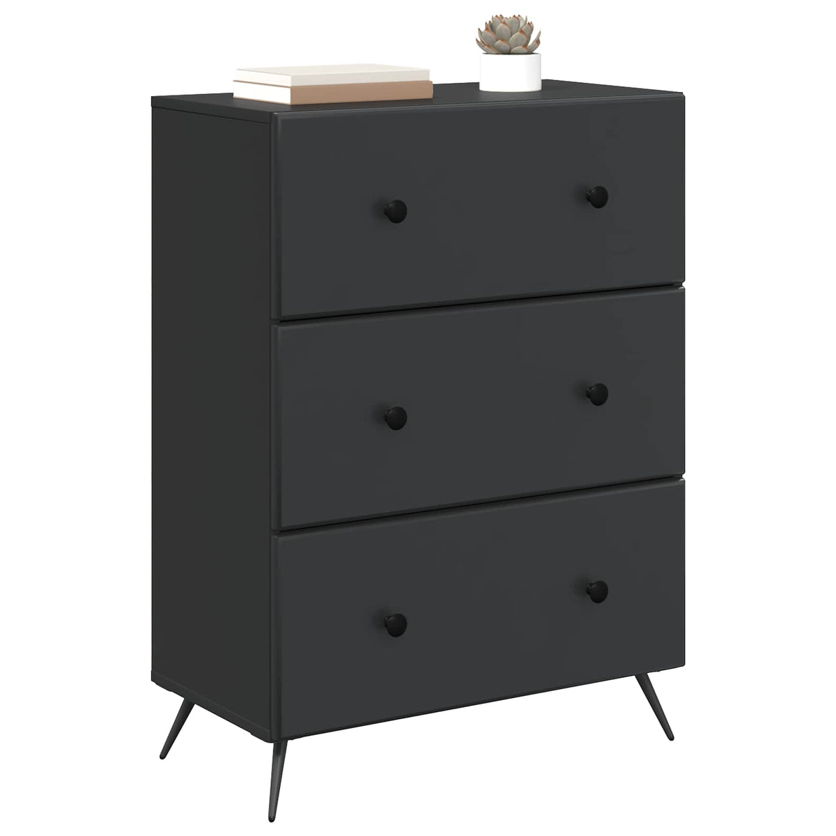 Ormar s ladicama 66 x 34,5 x 90 cm Konstruirano drvo Crna