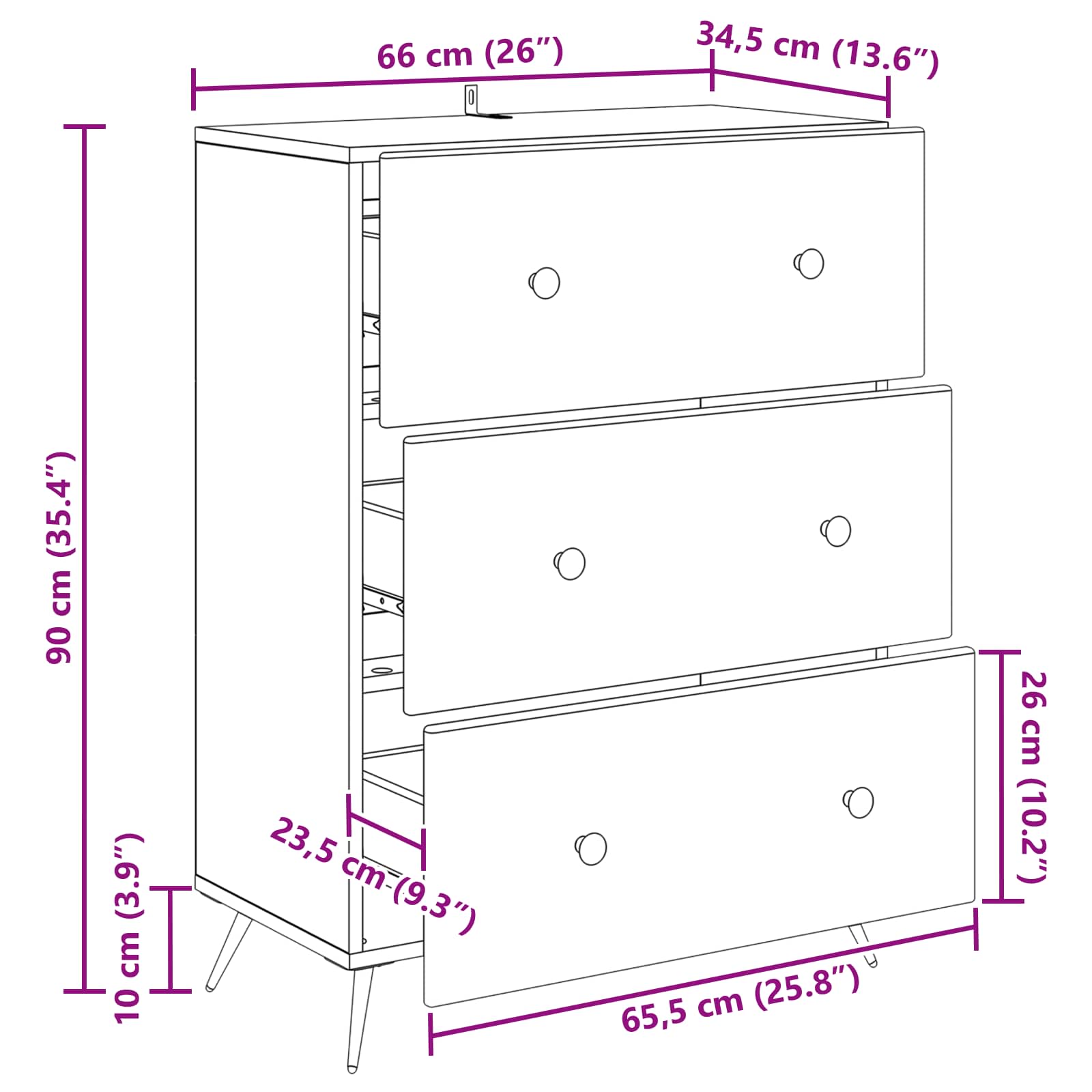 Ormar s ladicama Siva sonoma 66 x 34,5 x 90 cm