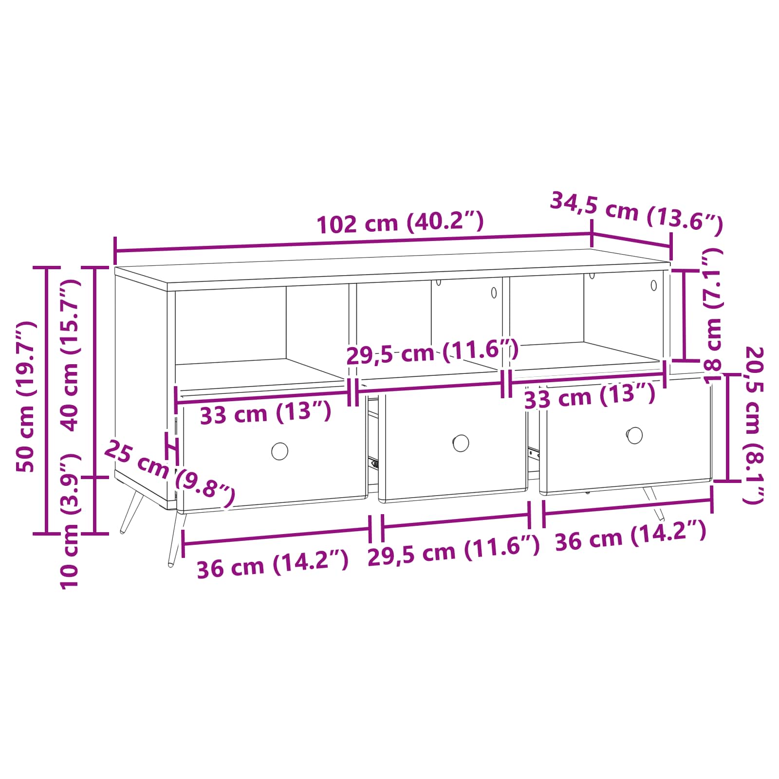 TV ormar Hrast artisan 102 x 34,5 x 50 cm Konstruirano drvo