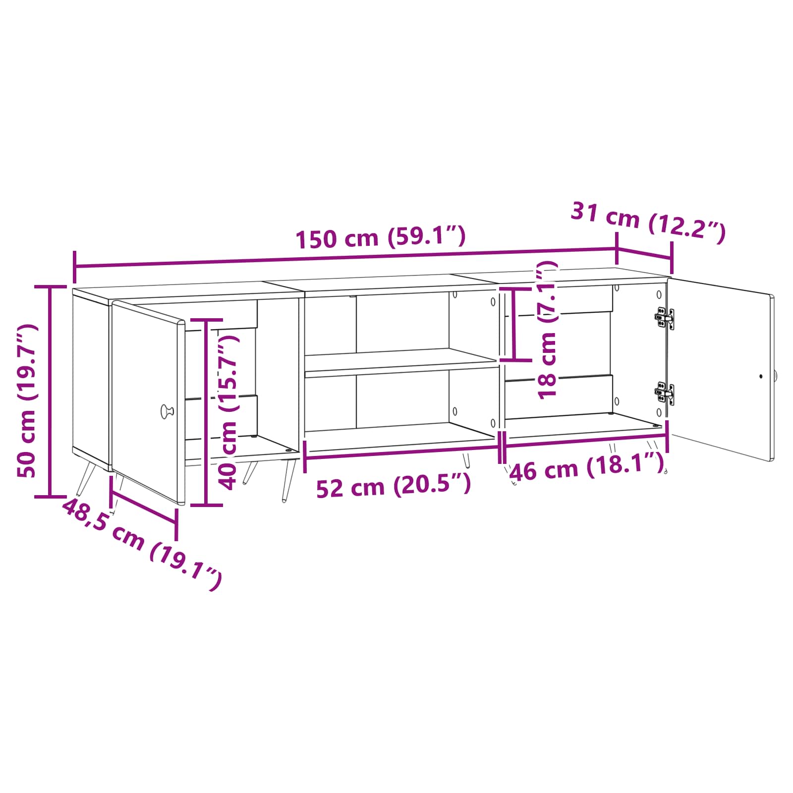 TV ormar Betonska siva 150 x 31 x 50 cm Konstruirano drvo