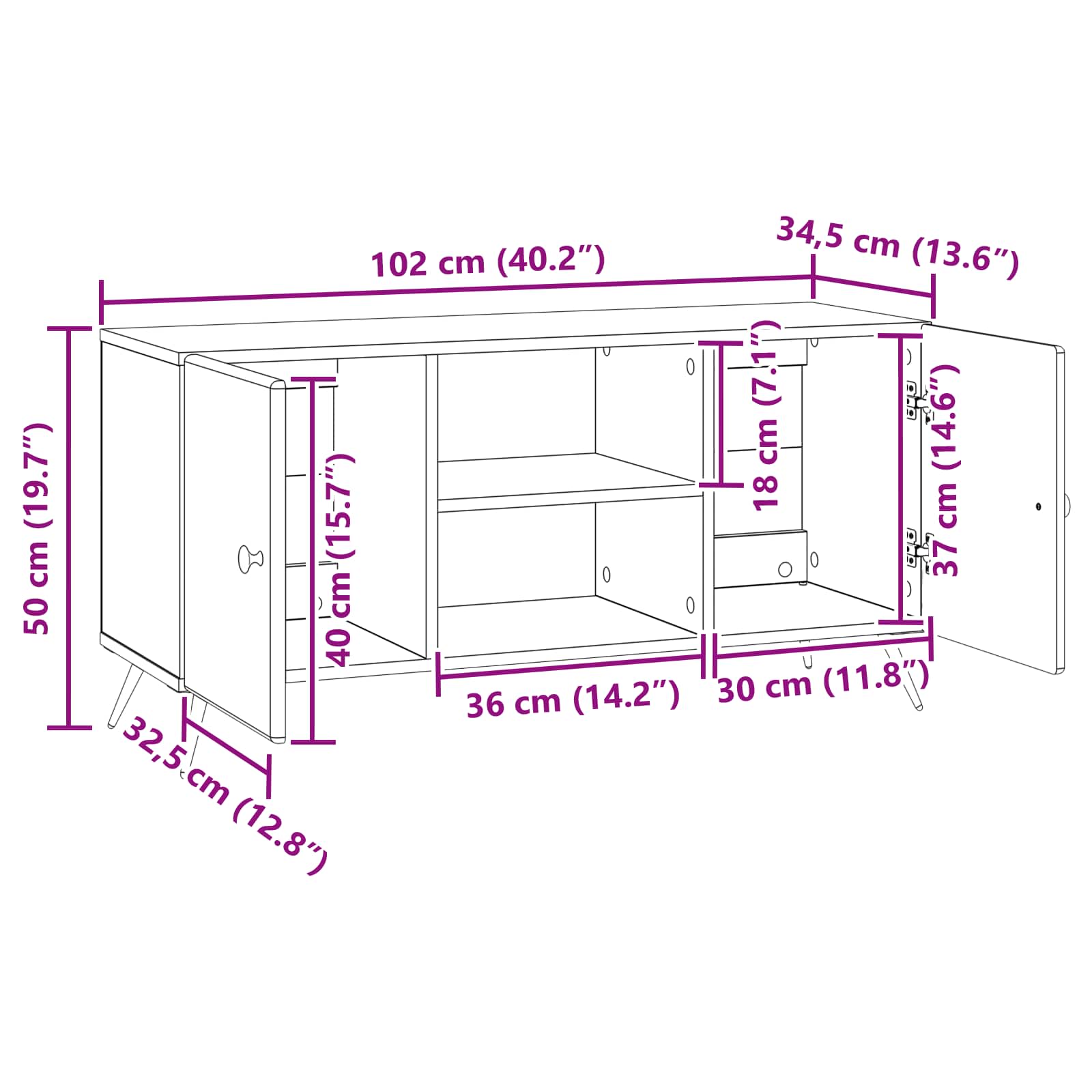 TV ormar Hrast artisan 102 x 34,5 x 50 cm Konstruirano drvo