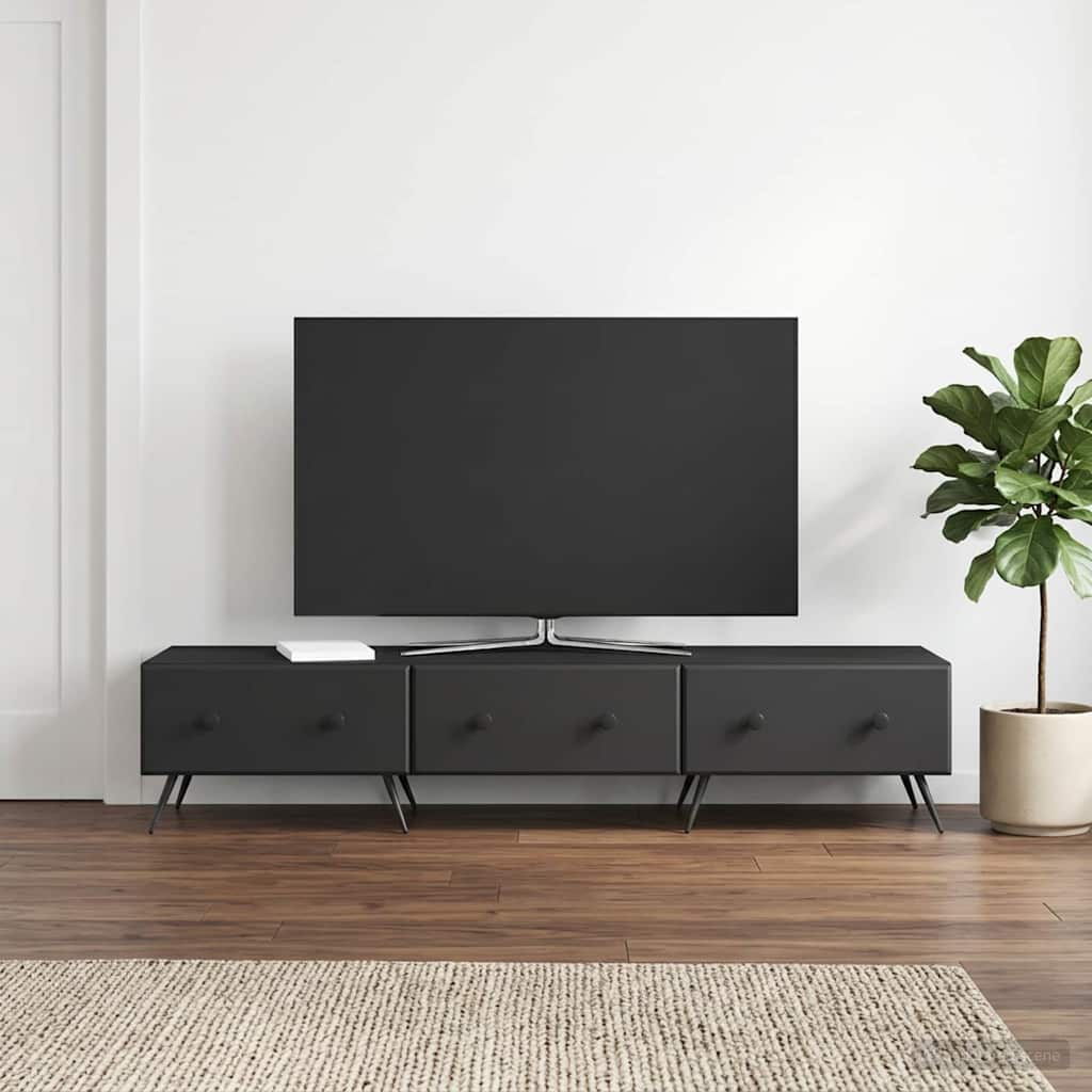 TV ormar s ladicama Crna 147 x 34,5 x 30 cm Konstruirano drvo
