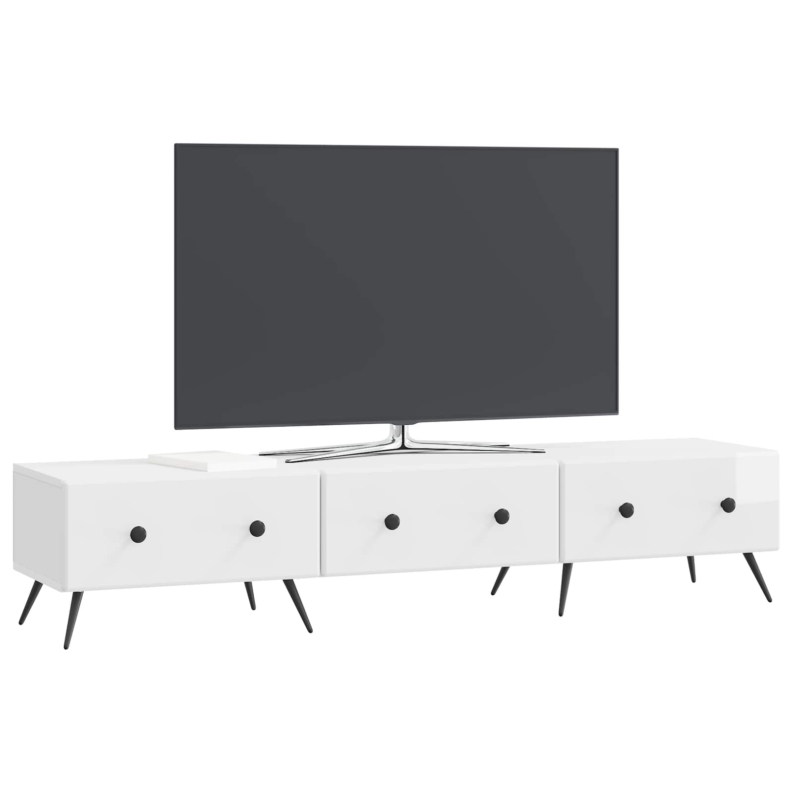 TV ormar s ladicama Bijela visokog sjaja 147 x 34,5 x 30 cm