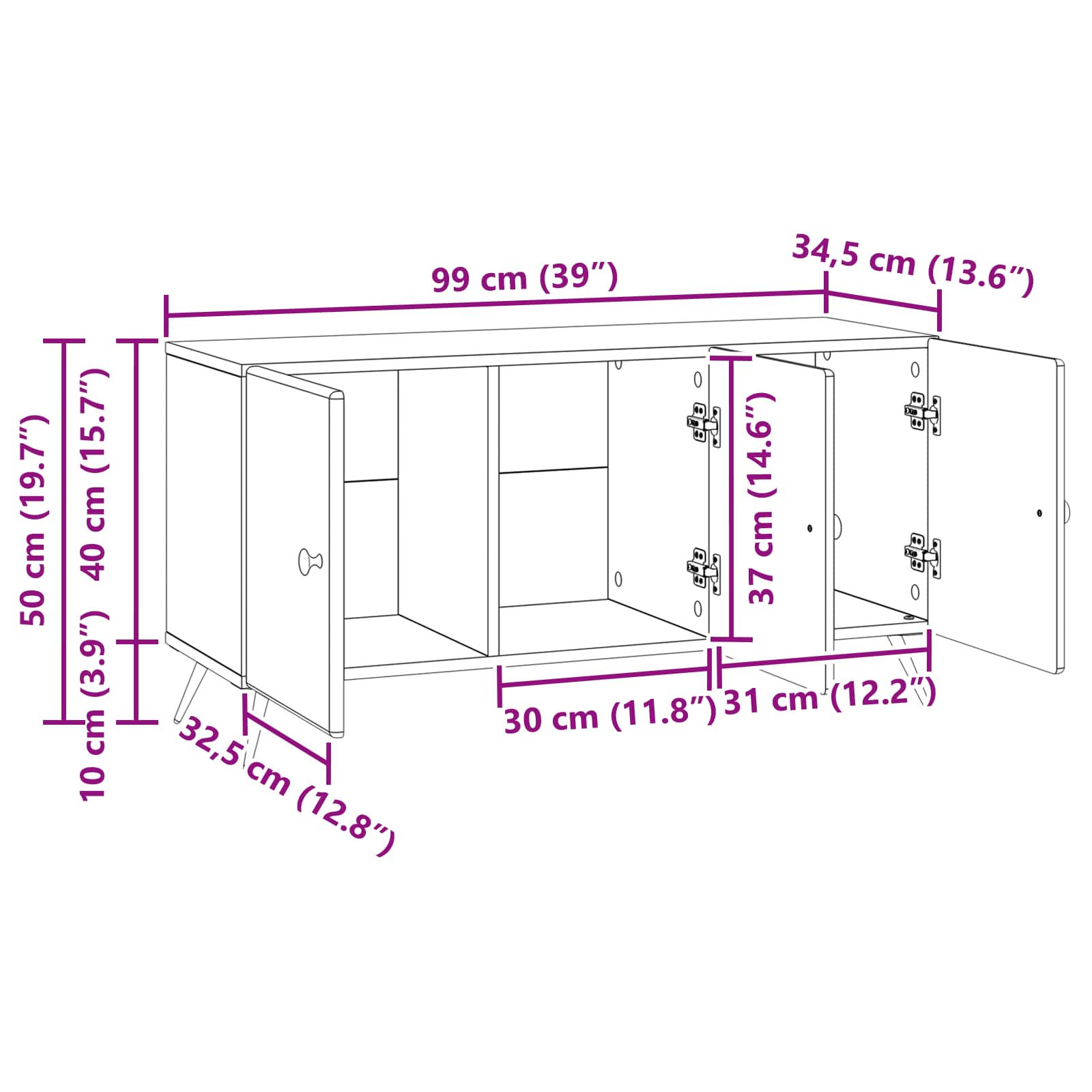 TV ormar Crna 99 x 34,5 x 50 cm Konstruirano drvo