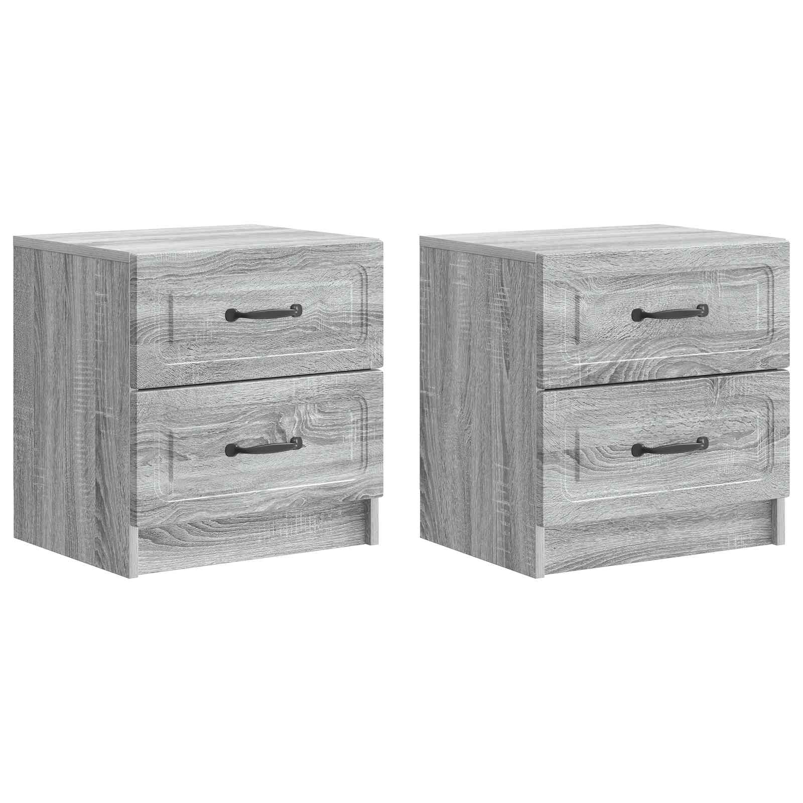 Noćni ormar s ladicama 2 pcs Siva sonoma 43 x 34,5 x 44,5 cm