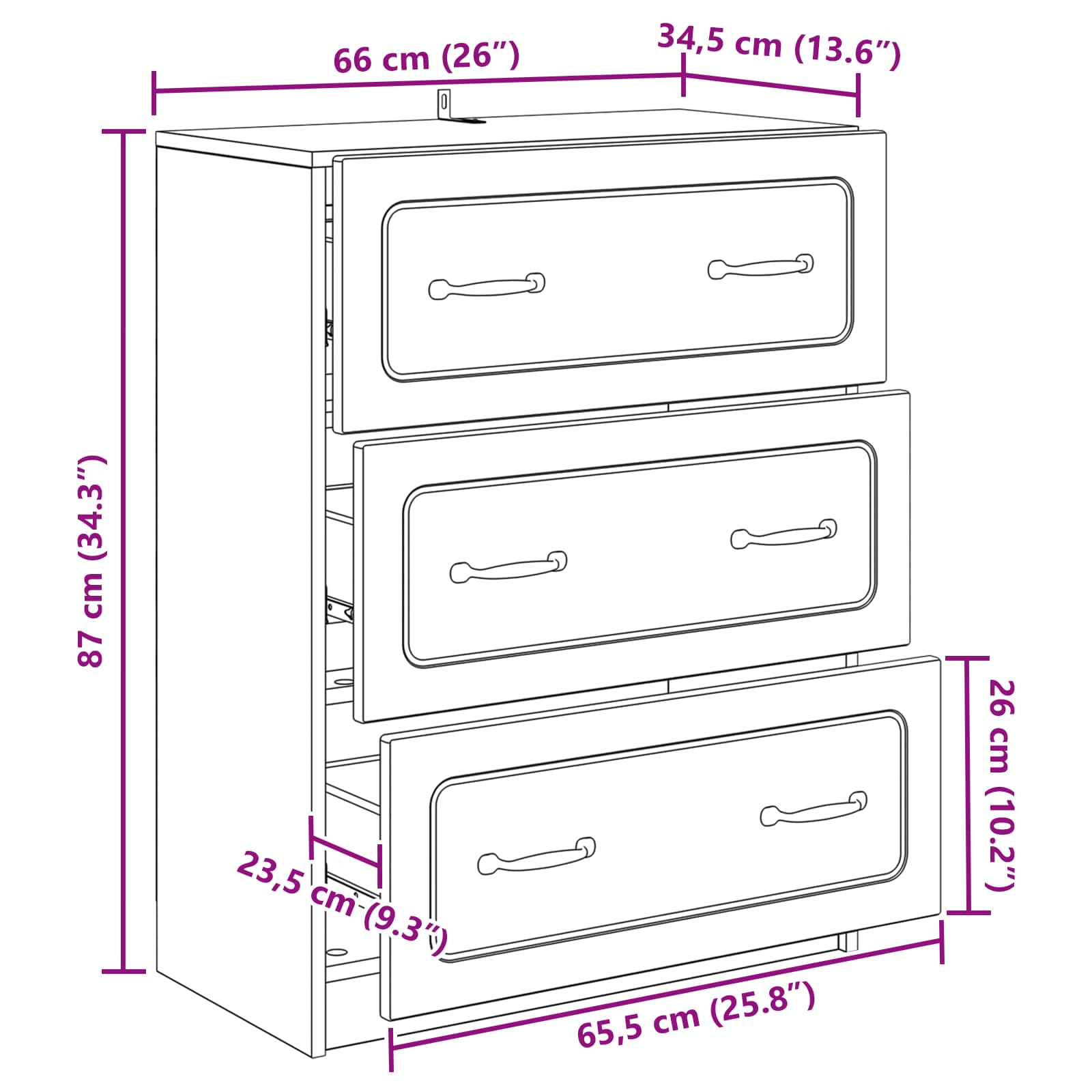 Ormar s ladicama Staro drvo 66 x 34,5 x 87 cm Konstruirano drvo