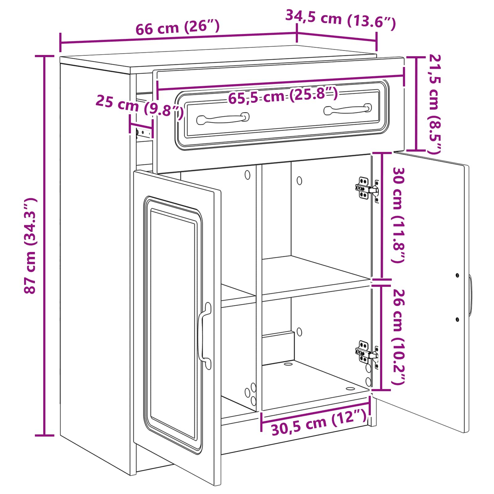 Kreveta s ladicama Bijela visokog sjaja 66 x 34,5 x 87 cm