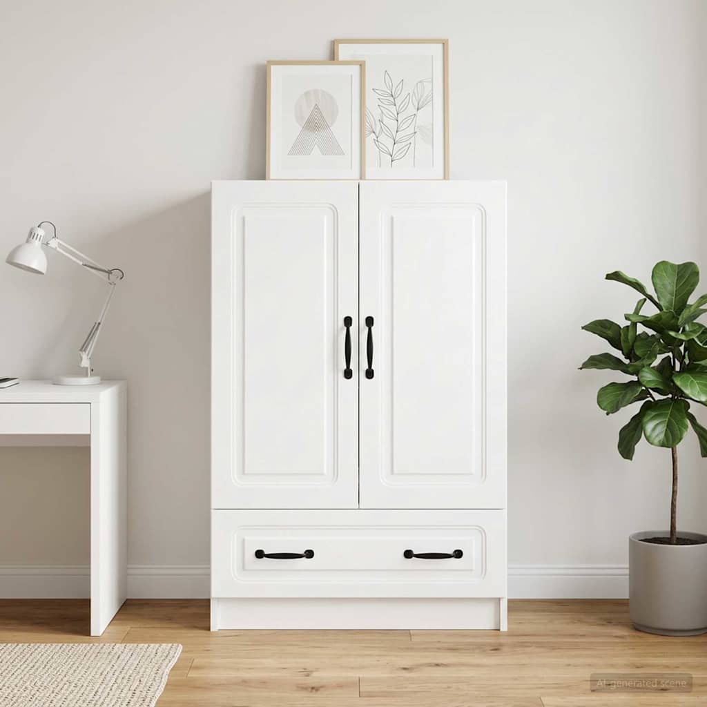 Kreveta s ladicama Bijela visokog sjaja 66 x 34,5 x 92 cm