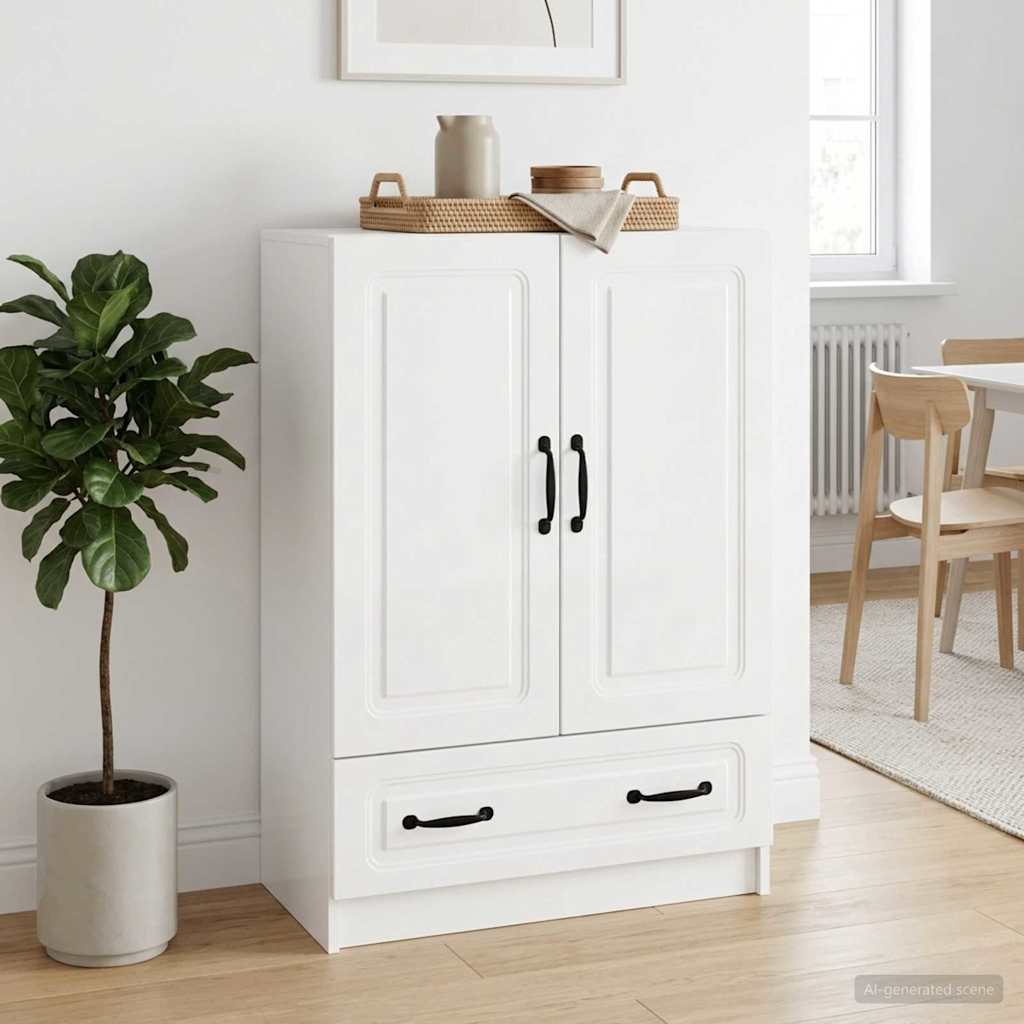 Kreveta s ladicama Bijela visokog sjaja 66 x 34,5 x 92 cm