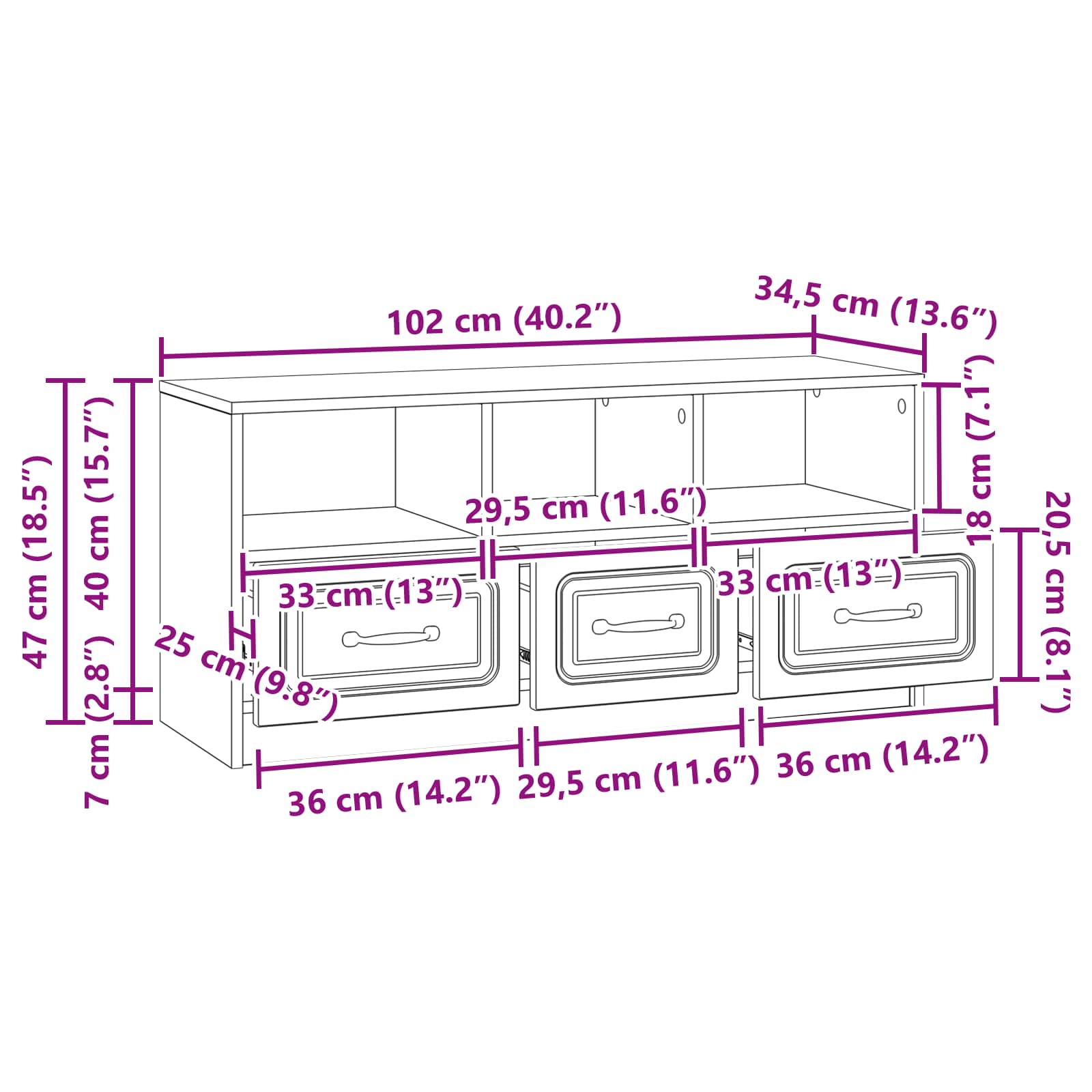 TV ormar Hrast sonoma 102 x 34,5 x 47 cm Konstruirano drvo