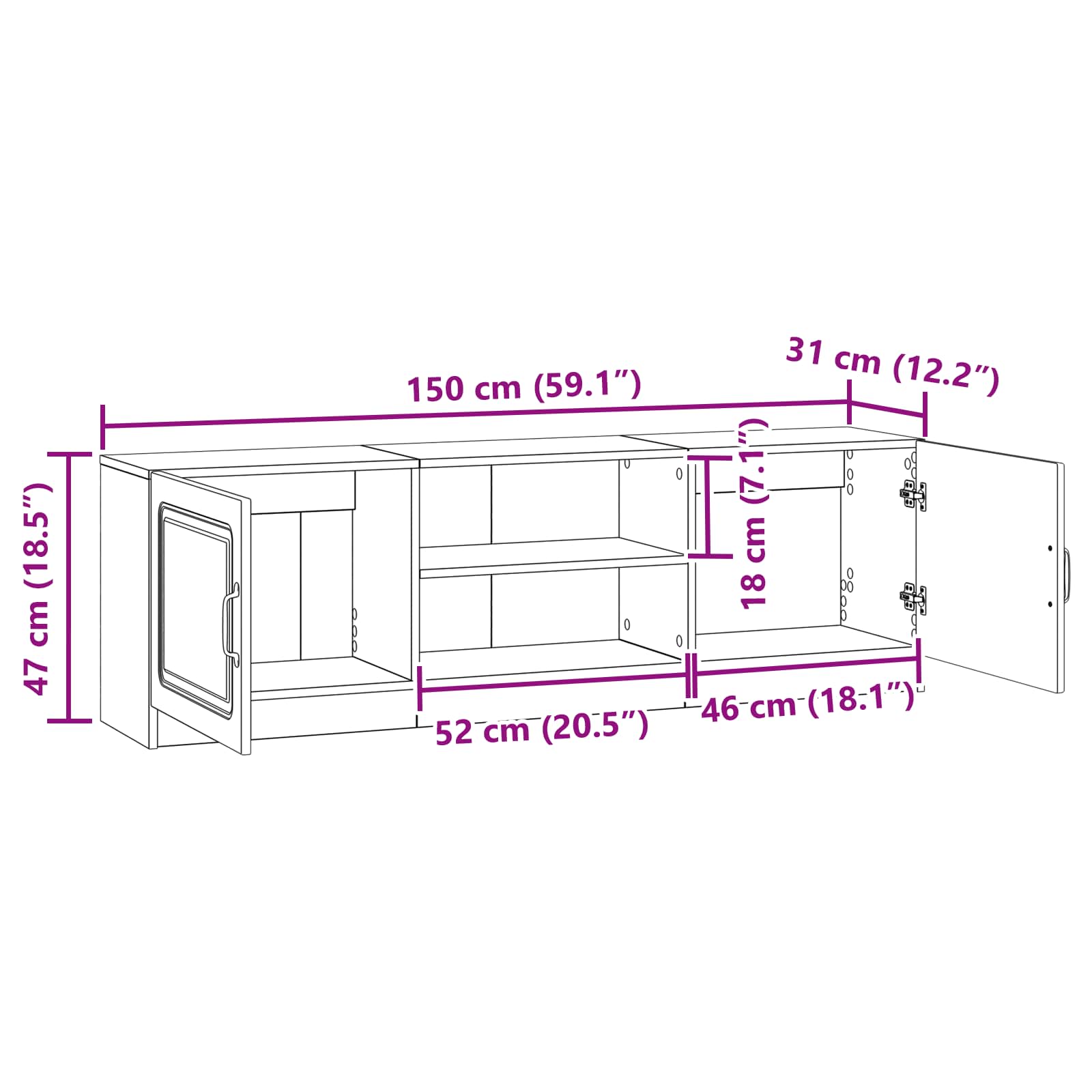 TV ormar Hrast sonoma 150 x 31 x 47 cm Konstruirano drvo