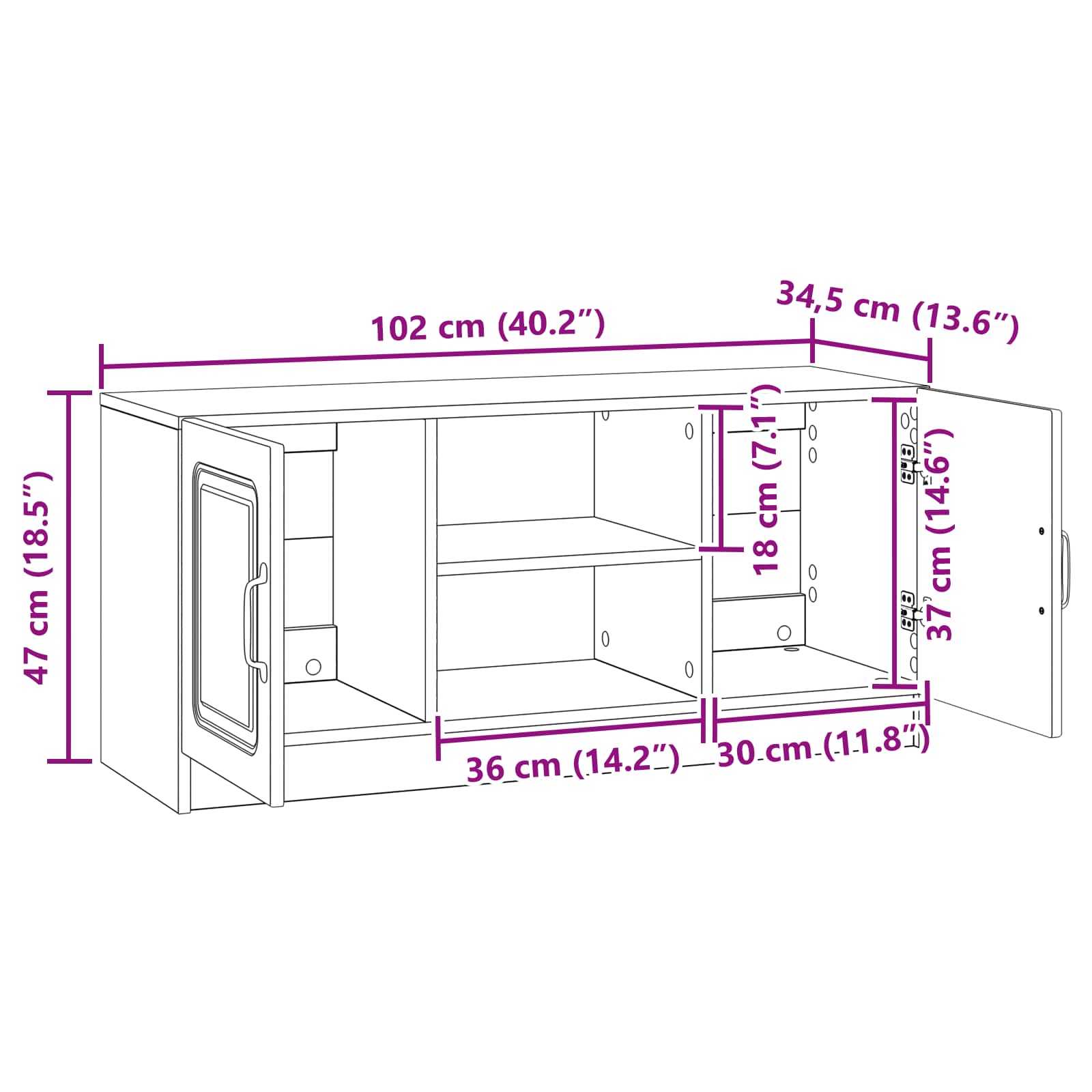 TV ormar Siva sonoma 102 x 34,5 x 47 cm Konstruirano drvo
