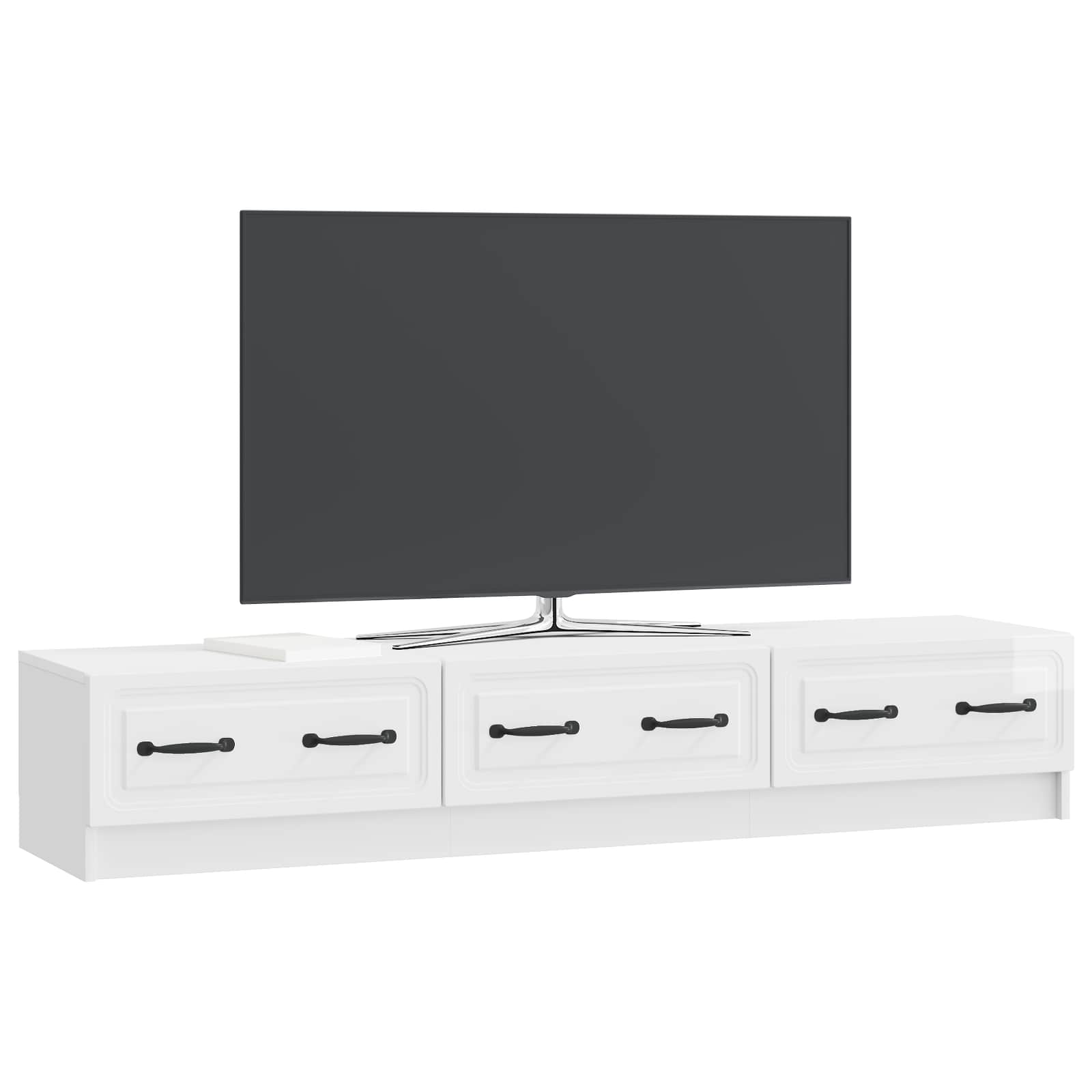 TV ormar s ladicama Bijela visokog sjaja 147 x 34,5 x 27 cm