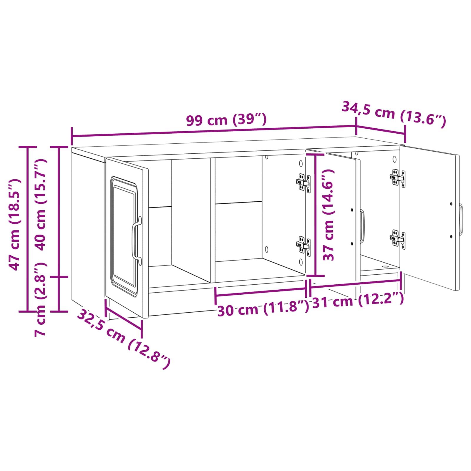 TV ormar Bijela 99 x 34,5 x 47 cm Konstruirano drvo