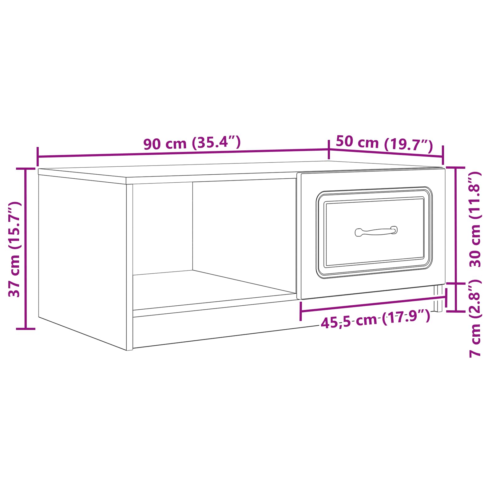 Kava Stol Siva sonoma 90 x 50 x 37 cm Konstruirano drvo