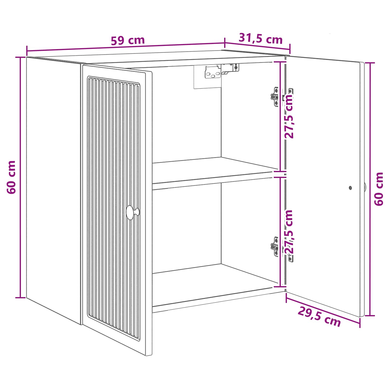 Ormar za montažu na zid Crna 59 x 31 x 60 cm Konstruirano drvo