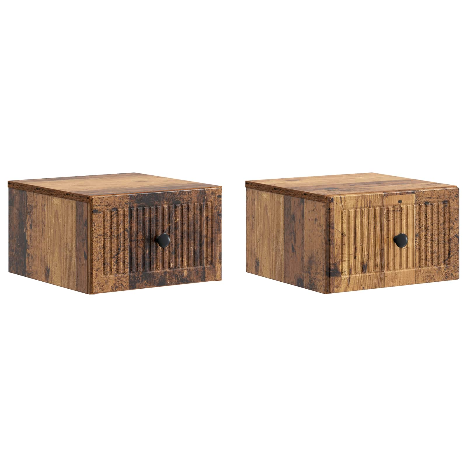 Noćni ormarić za montažu na zid s ladicama 2 pcs Staro drvo