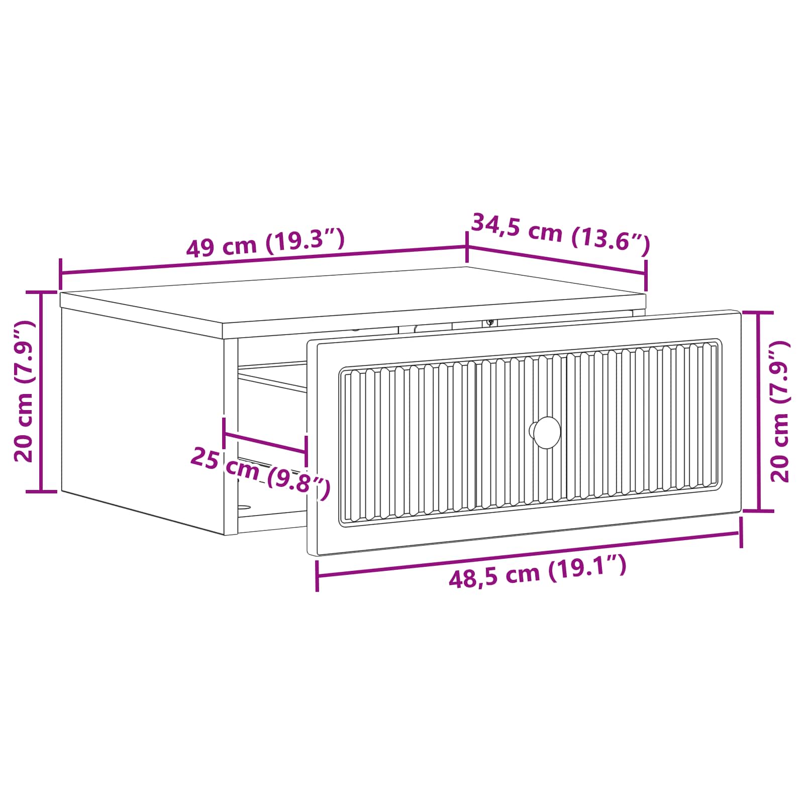 Noćni ormar 2 pcs Crna 49 x 34,5 x 20 cm Konstruirano drvo