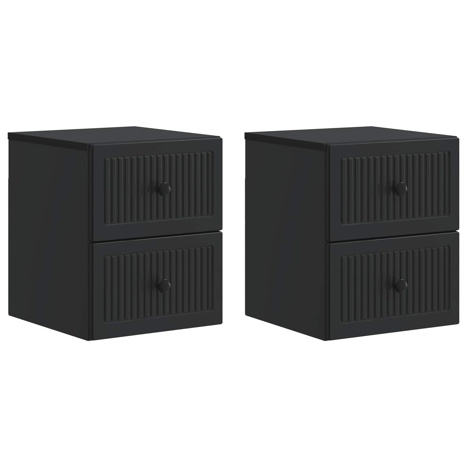Noćni ormarić za montažu na zid 2 pcs Crna 33 x 34,5 x 40 cm