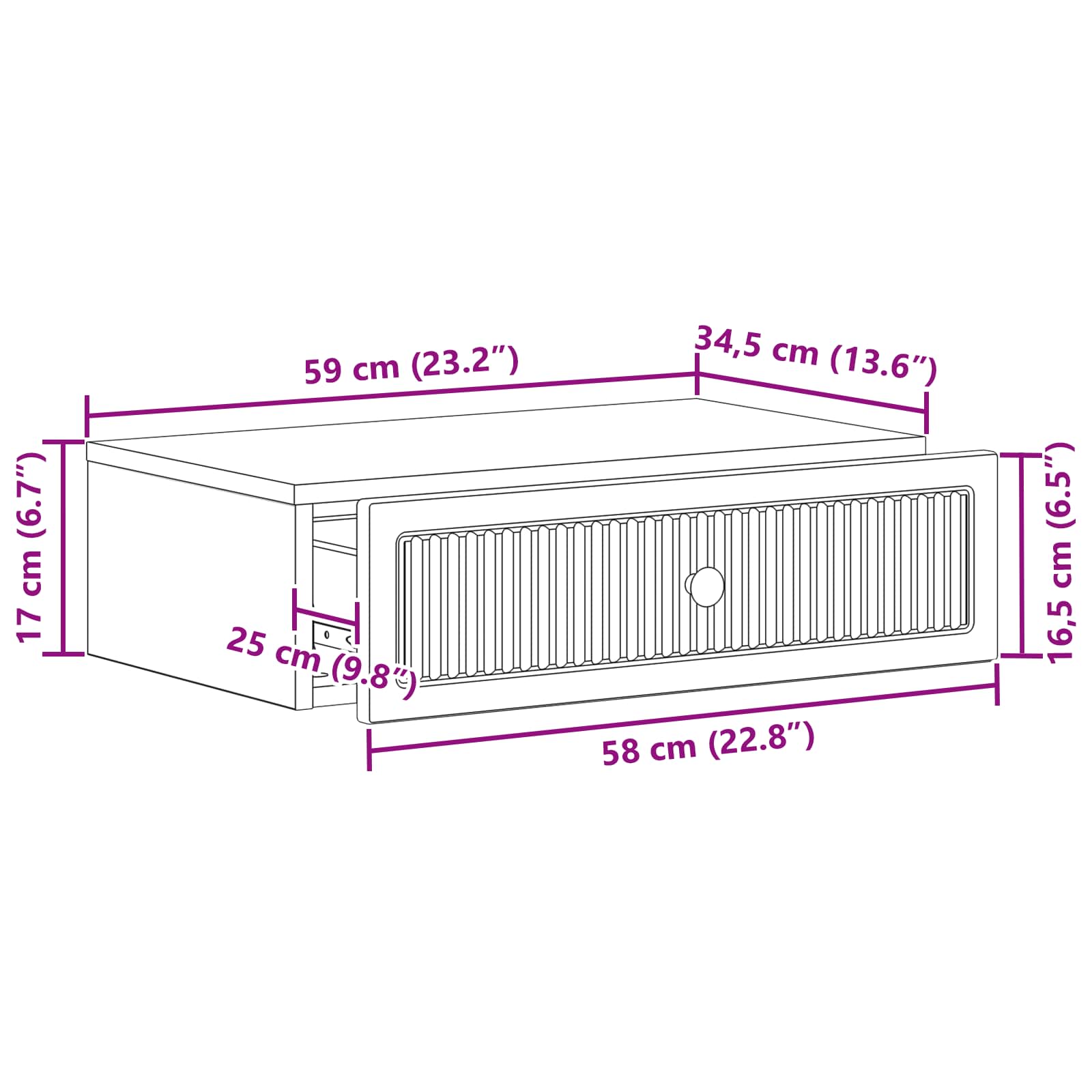 Stolna montirana na zid Betonska siva 59 x 34,5 x 17 cm