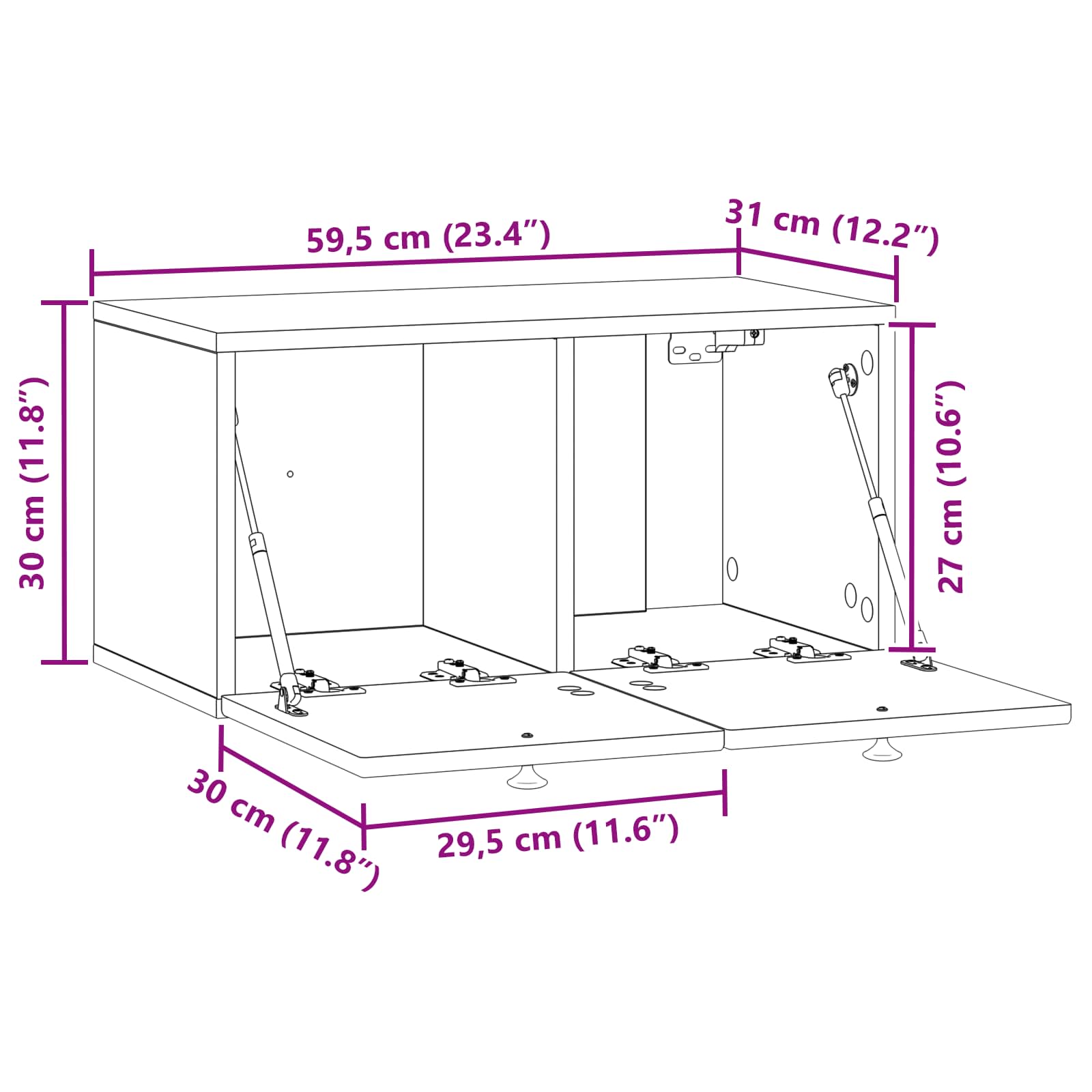 TV ormar za zid Staro drvo 59,5 x 31 x 30 cm Konstruirano drvo