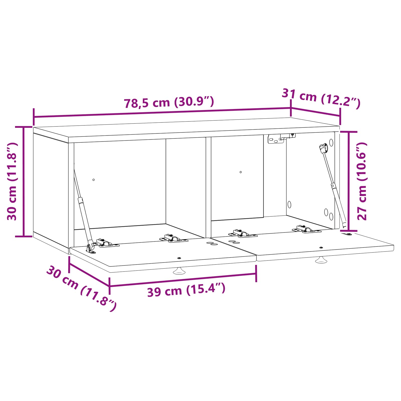 TV ormar za zid Zidne Dimljeni hrast 78,5 x 31 x 30 cm