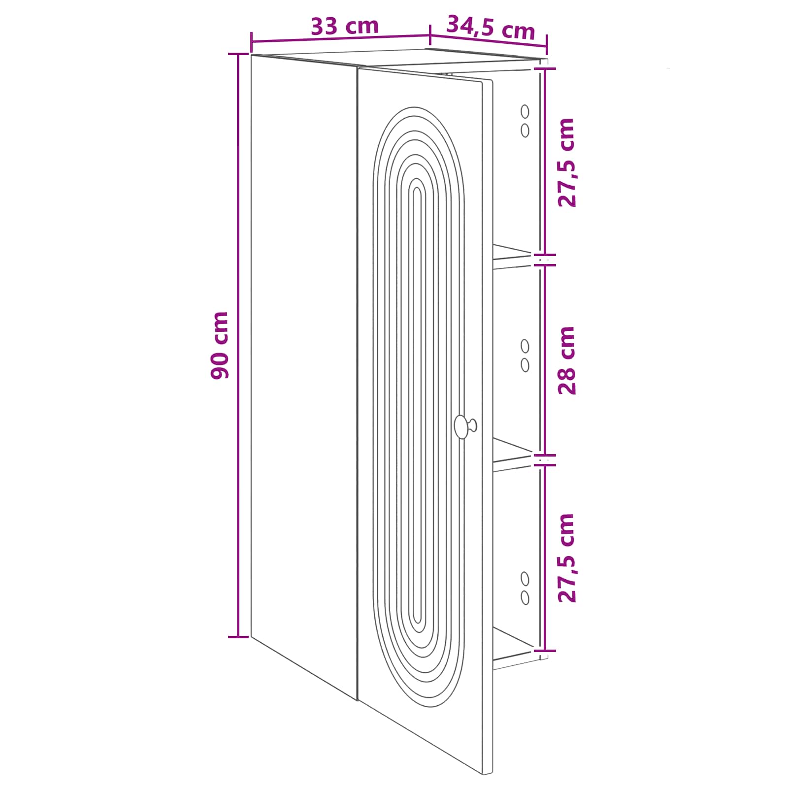 Ormar za montažu na zid Betonska siva 33 x 34,5 x 90 cm