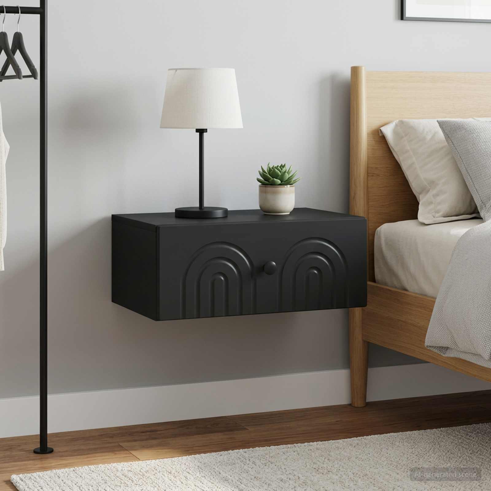 Noćni ormarić za montažu na zid 2 pcs Crna 49 x 34,5 x 20 cm