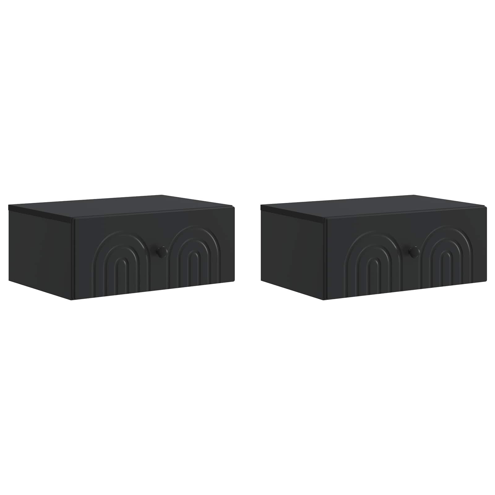 Noćni ormarić za montažu na zid 2 pcs Crna 49 x 34,5 x 20 cm