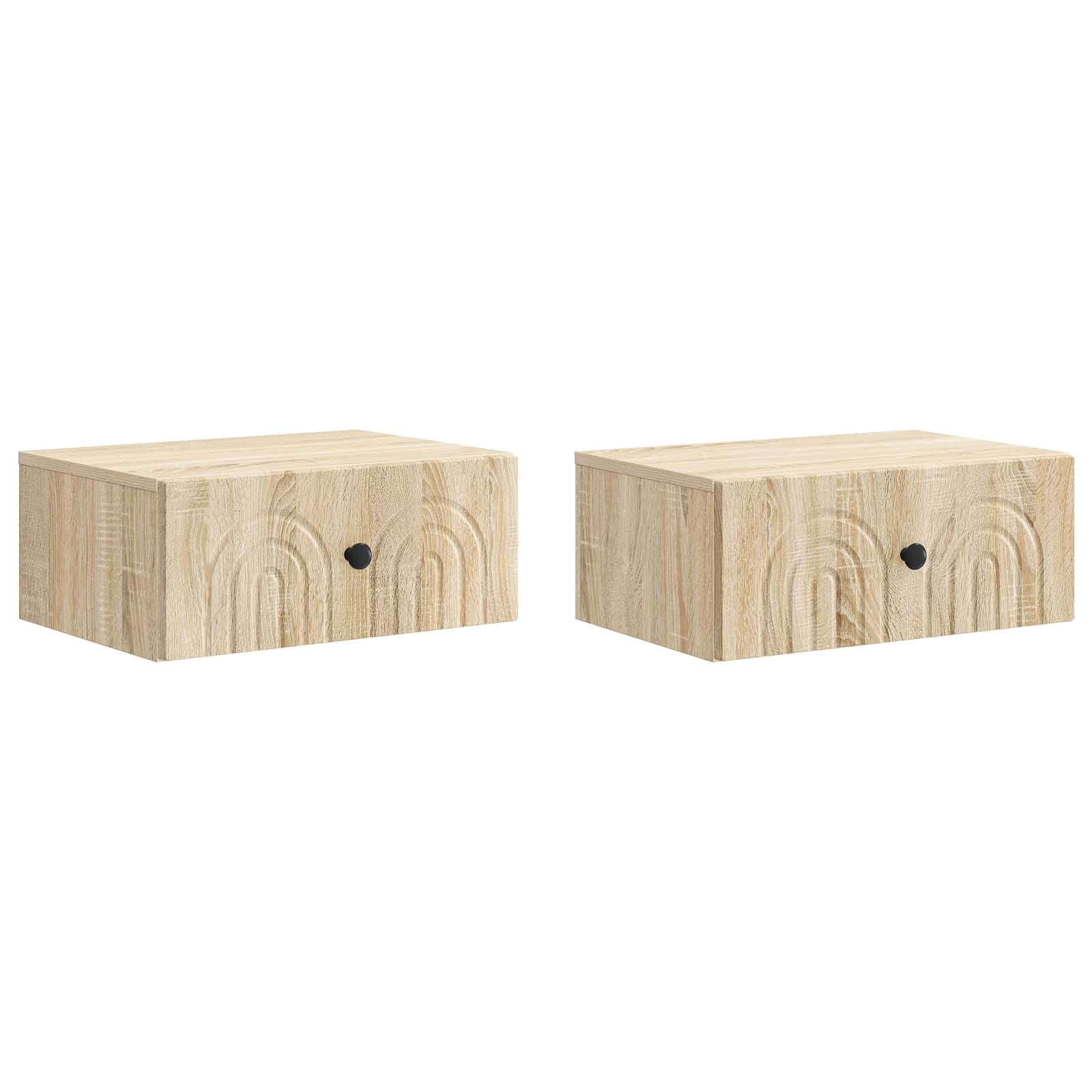 Noćni ormarić za montažu na zid s ladicama 2 pcs Hrast sonoma