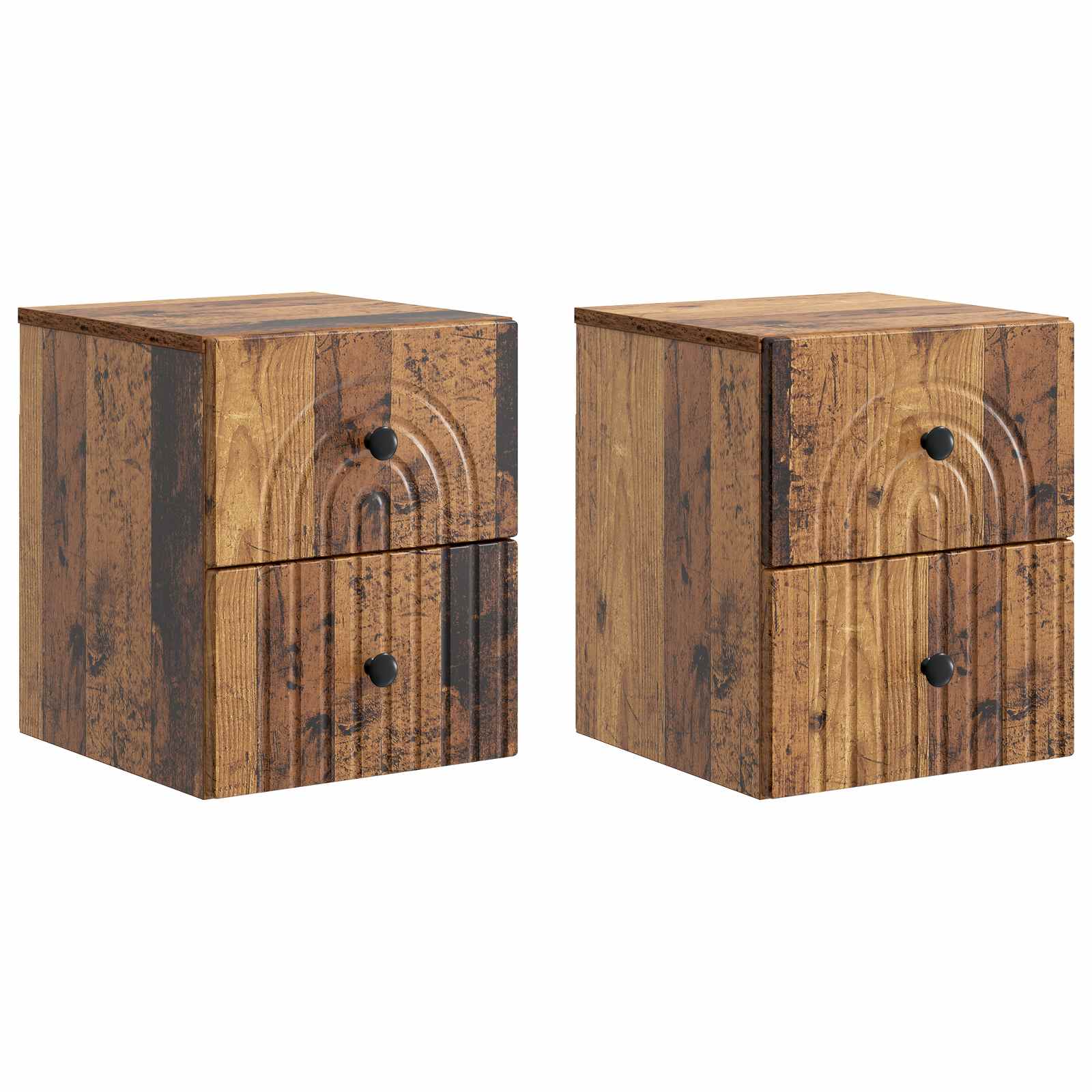 Noćni ormarić za montažu na zid s ladicama 2 pcs Staro drvo