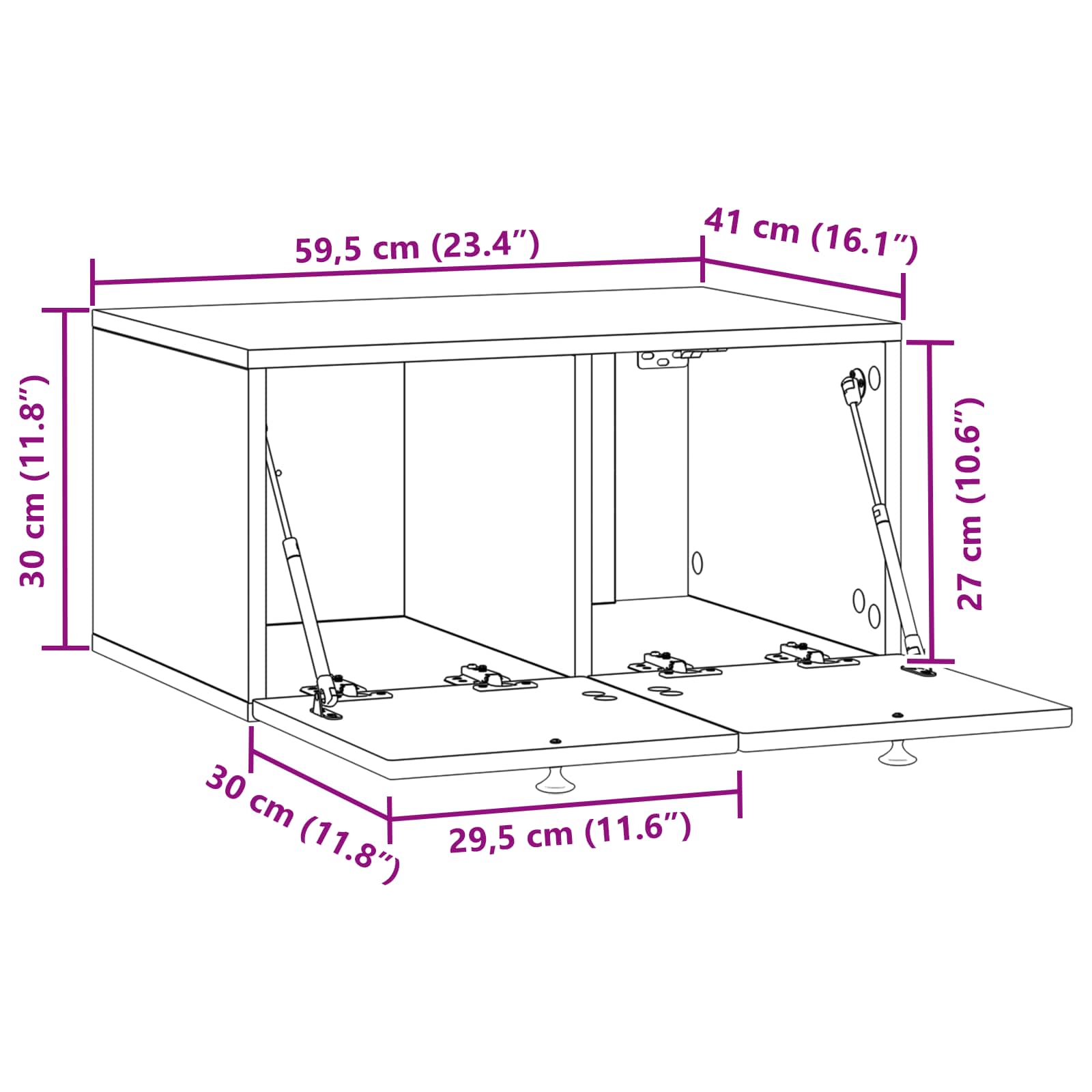TV ormar za zid Siva sonoma 59,5 x 41 x 30 cm Konstruirano drvo