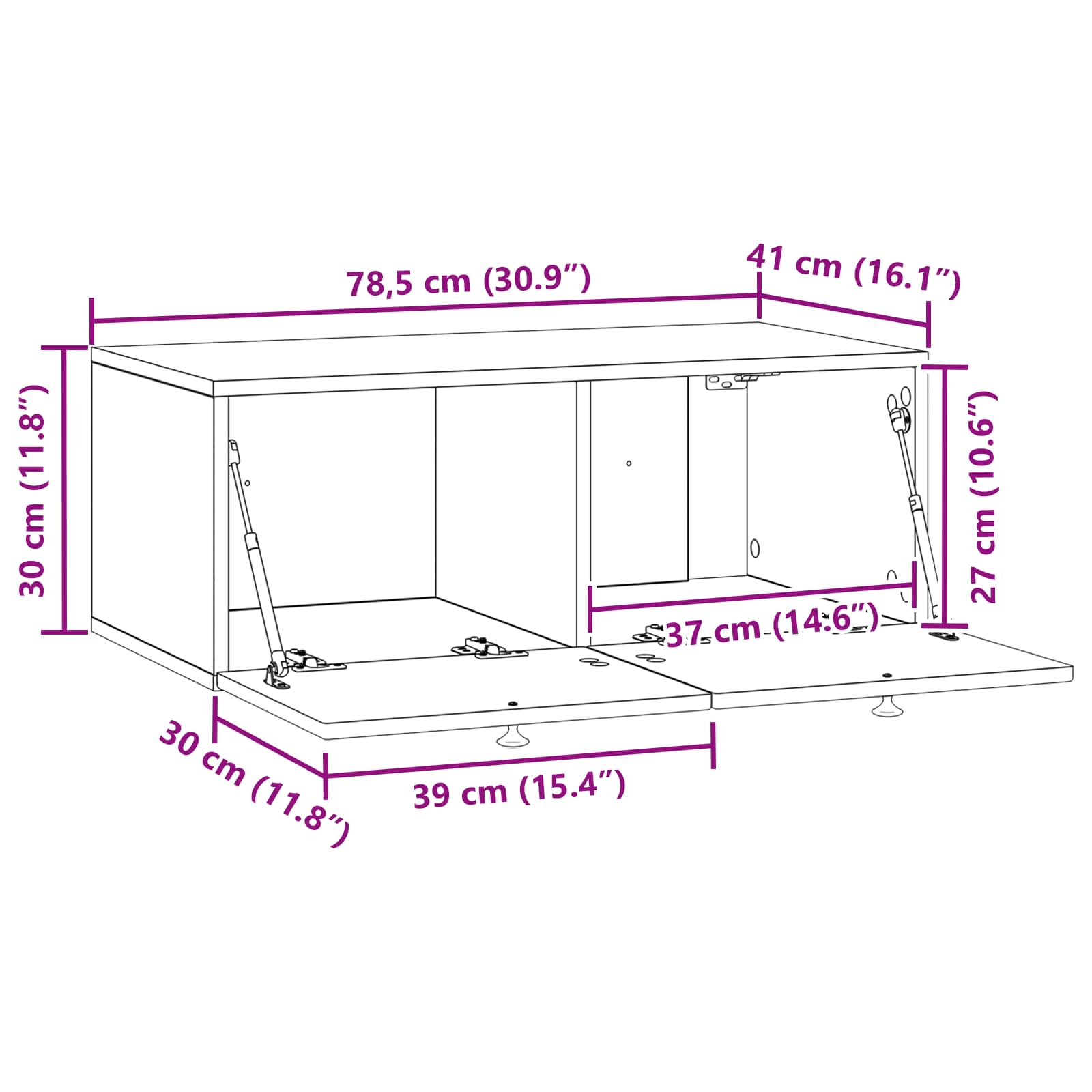TV ormar za zid Zidne Crna 78,5 x 41 x 30 cm Konstruirano drvo