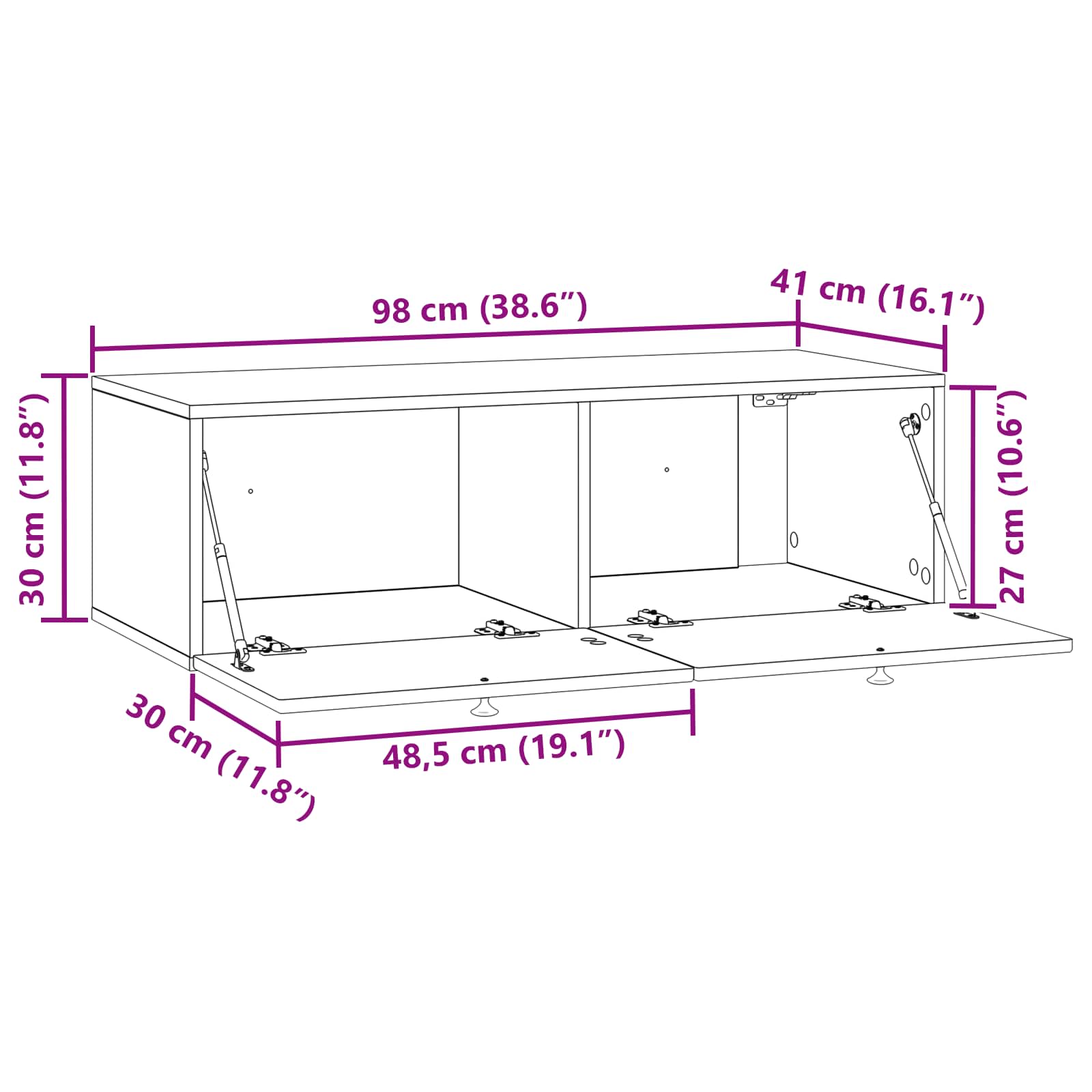 TV ormar za zid Siva sonoma 99 x 41 x 30 cm Konstruirano drvo