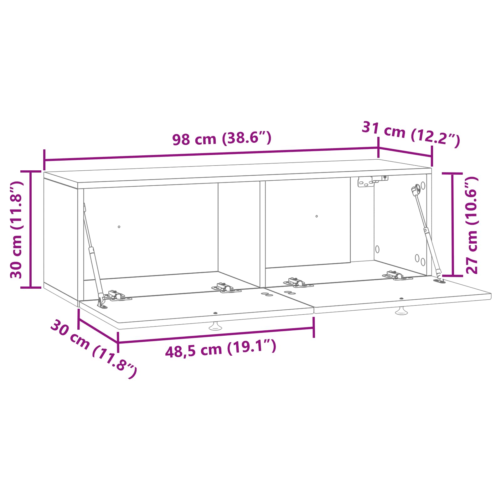 TV ormar za zid Zidne Dimljeni hrast 98 x 31 x 30 cm