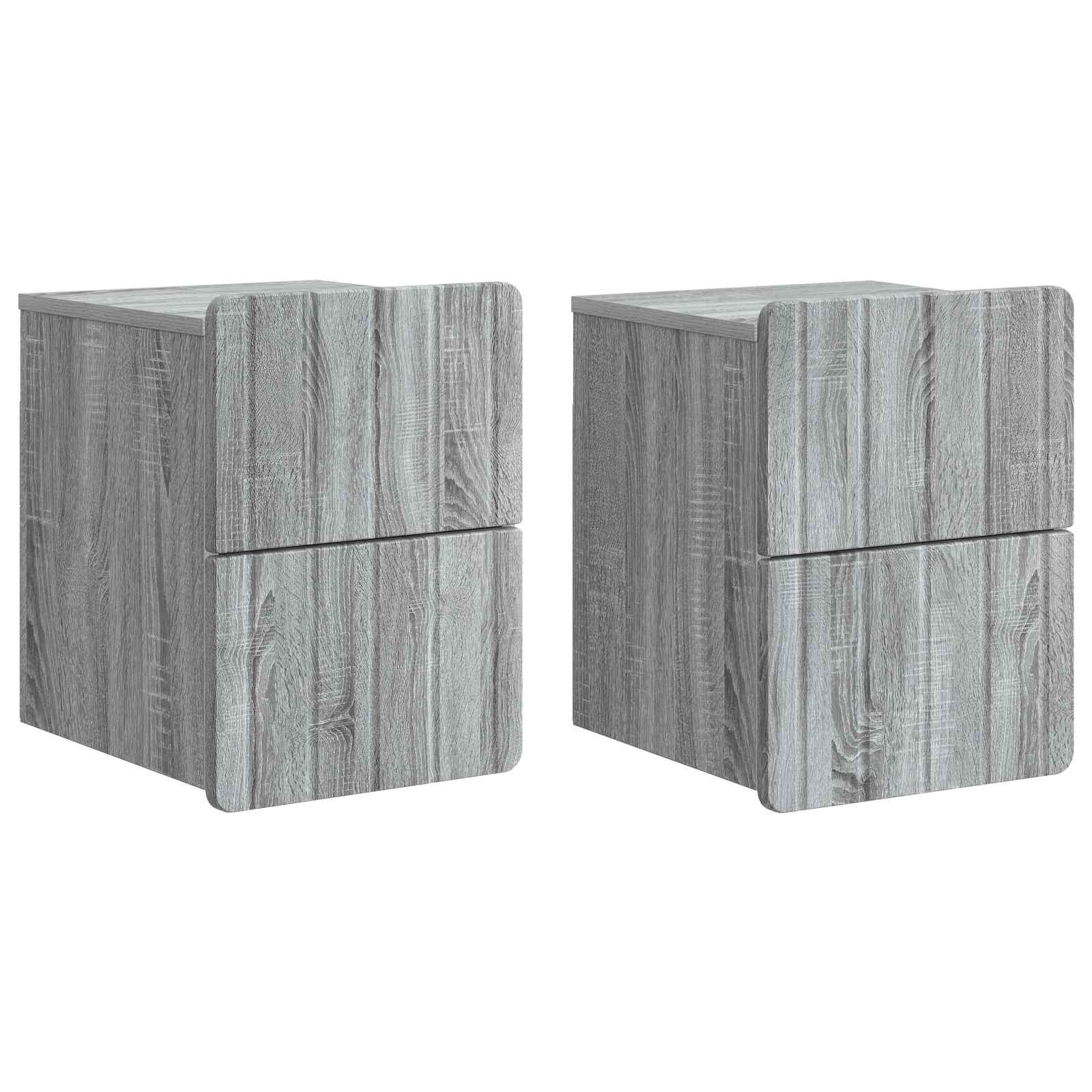 Noćni ormarić za montažu na zid s ladicama 2 pcs Siva sonoma