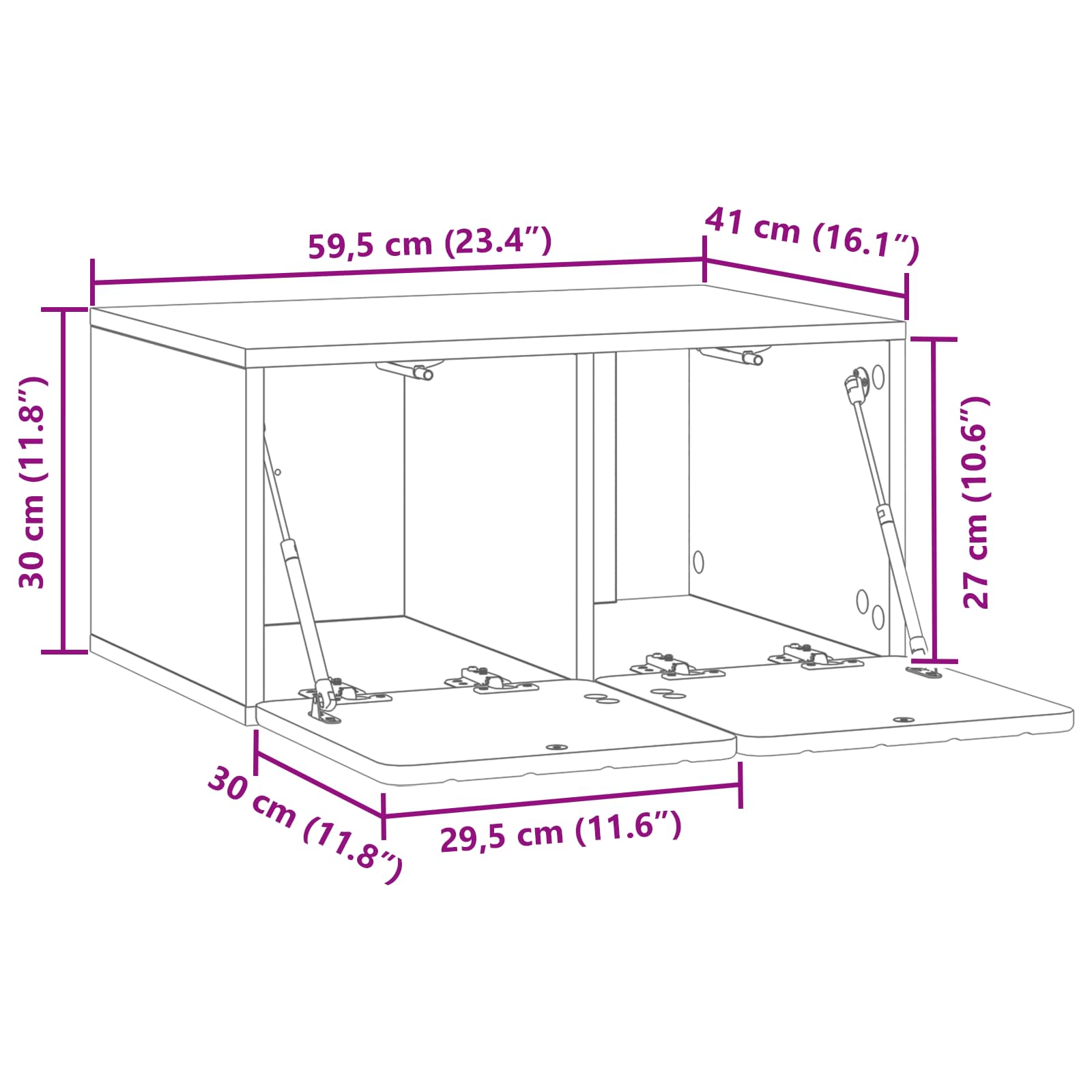 TV ormar za zid Siva sonoma 59,5 x 41 x 30 cm Konstruirano drvo
