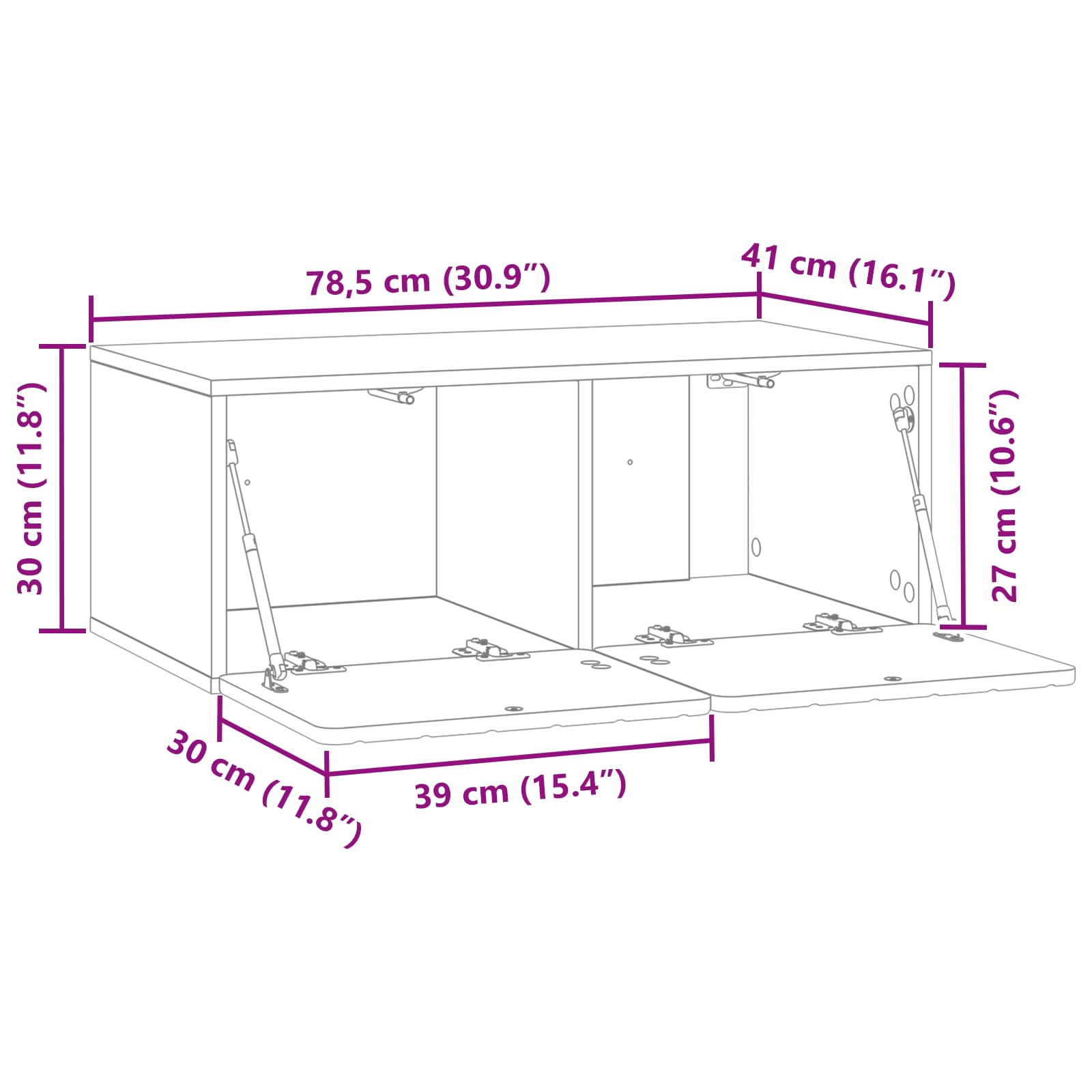 TV ormar za zid Zidne Crna 78,5 x 41 x 30 cm Konstruirano drvo