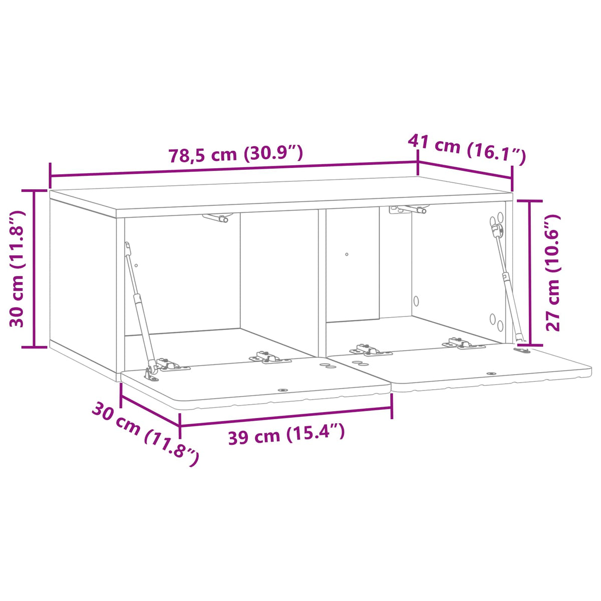 TV ormar za zid 78,5 x 41 x 30 cm Hrast artisan