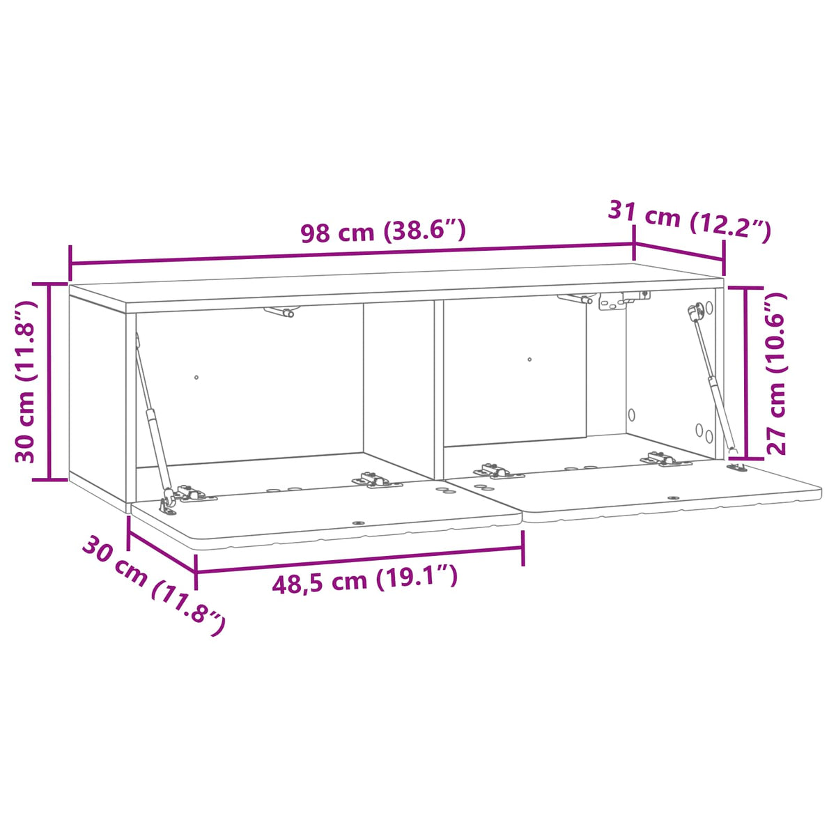 TV ormar za zid 98 x 31 x 30 cm Hrast artisan Konstruirano drvo